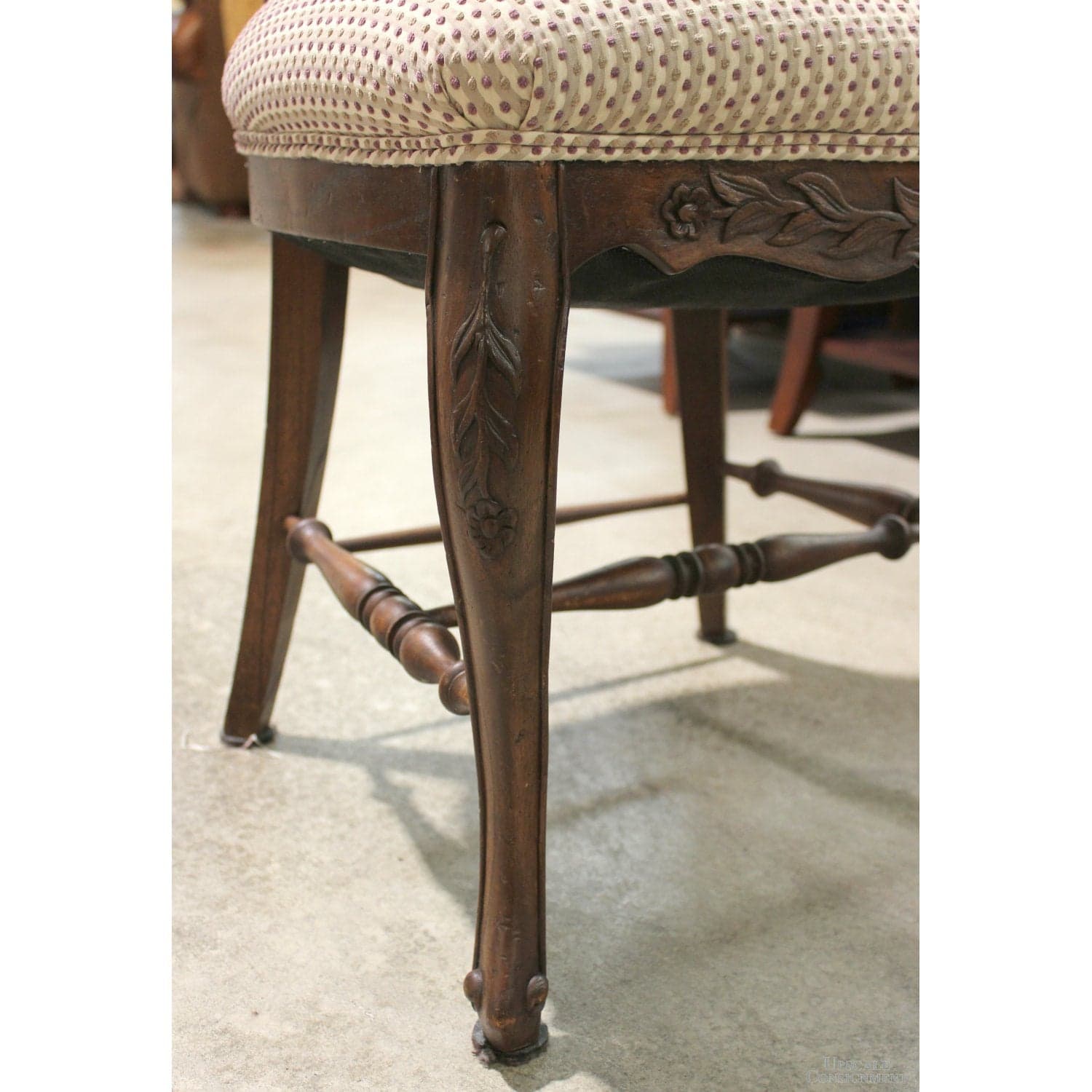 Walnut High Back French Provincial Accent Chair - Dark Finish - Thumbnail 6