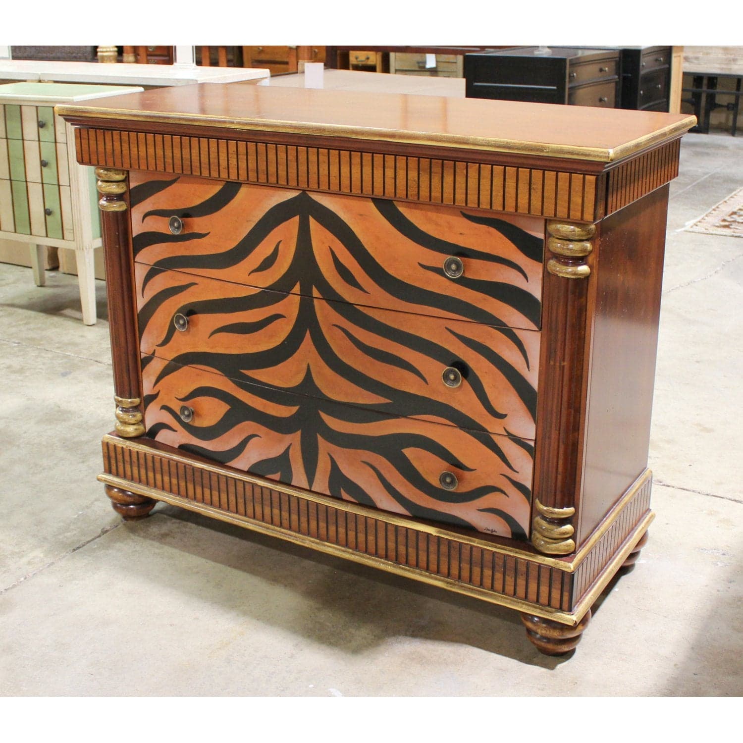 Jasper Cabinet Tiger Striped 3 Drawer Chest - Cherry - Thumbnail 2