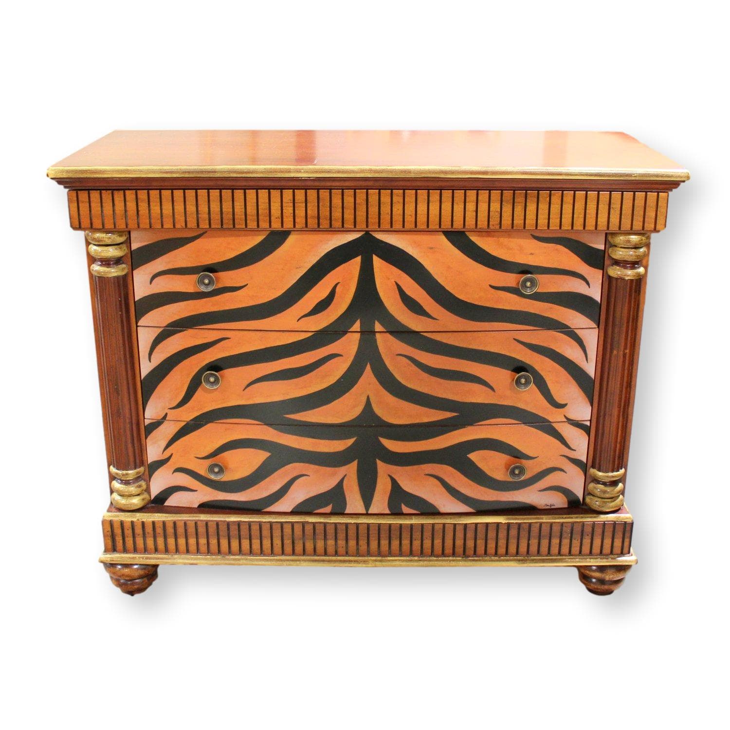 Jasper Cabinet Tiger Striped 3 Drawer Chest - Cherry - Image 1