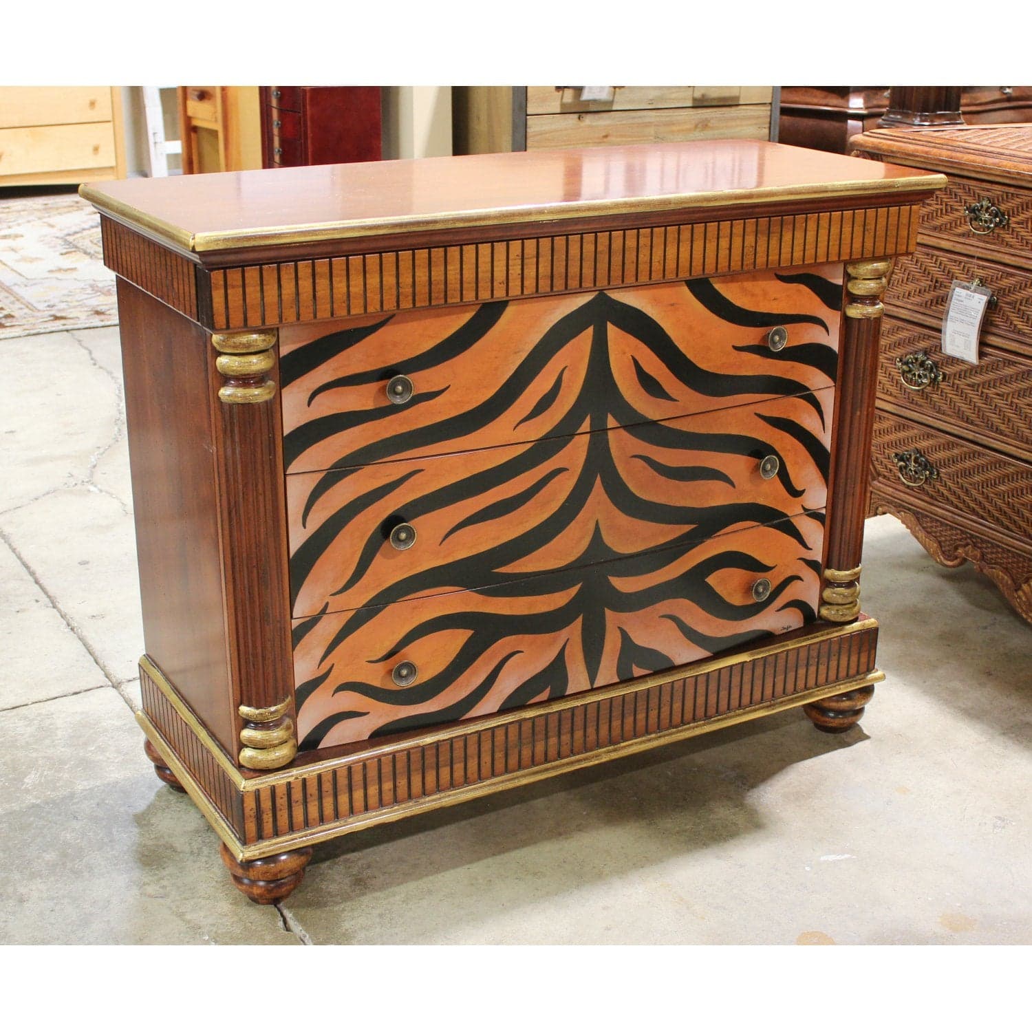 Jasper Cabinet Tiger Striped 3 Drawer Chest - Cherry - Thumbnail 3
