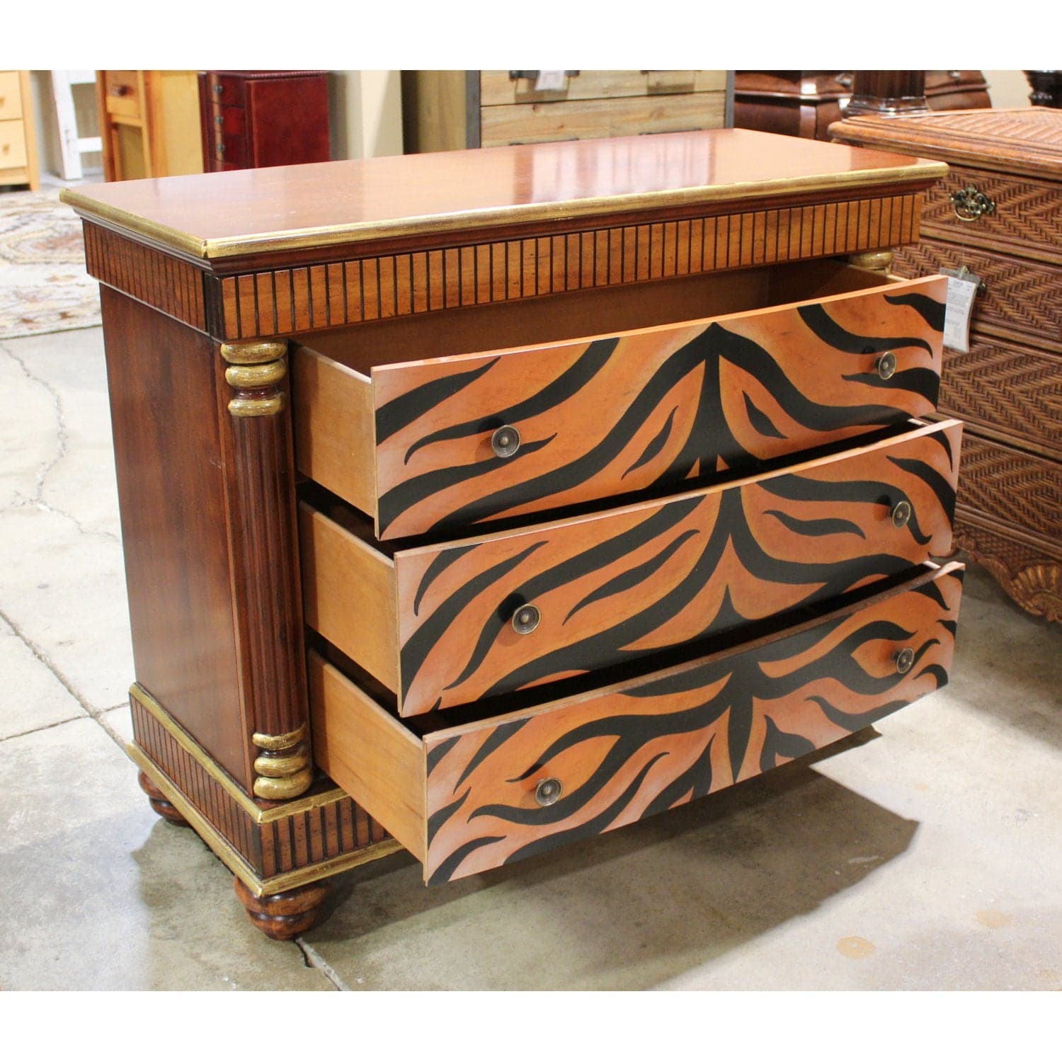 Jasper Cabinet Tiger Striped 3 Drawer Chest - Cherry - Thumbnail 4