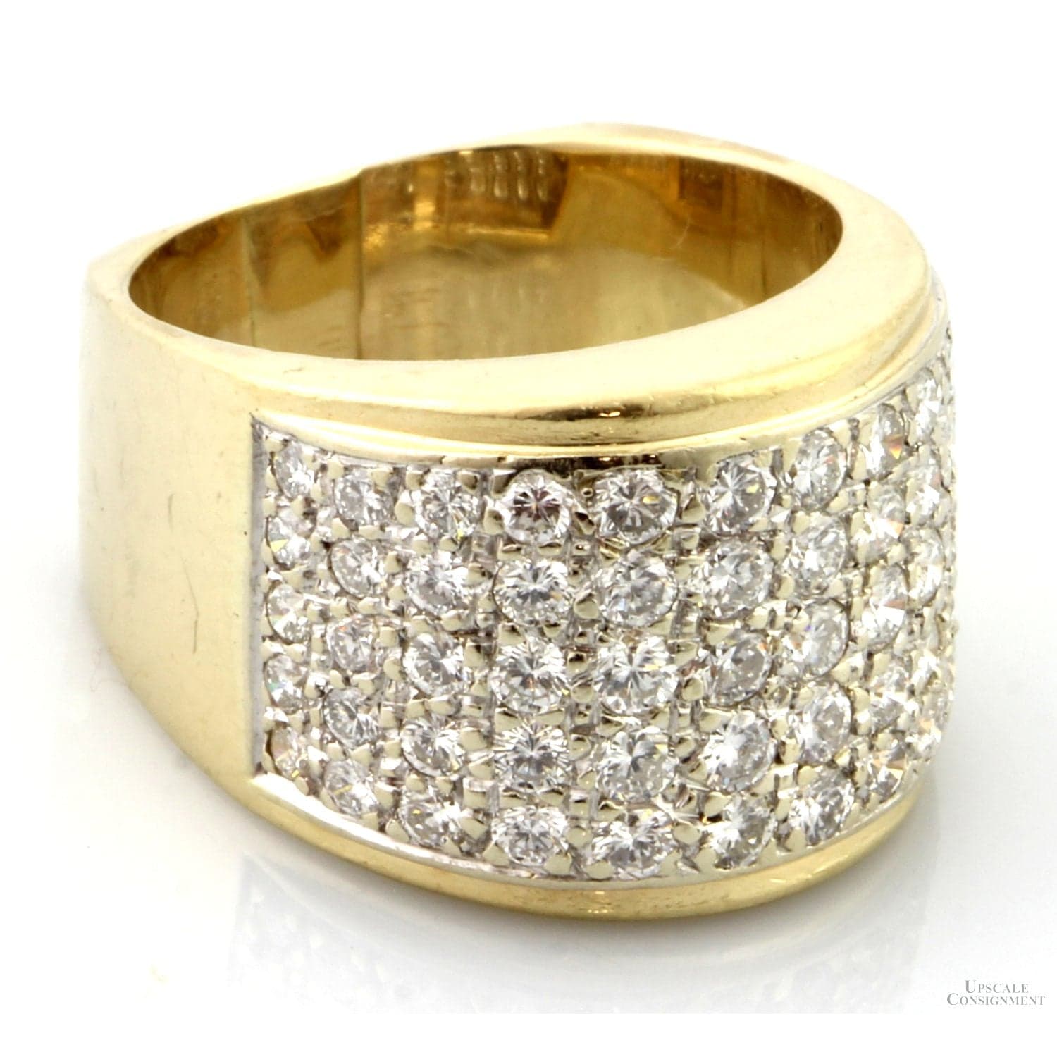 14K Gold 1.50ctw Pave Diamond Modernist Ring - Euro Shank - Size 6 - Thumbnail 3