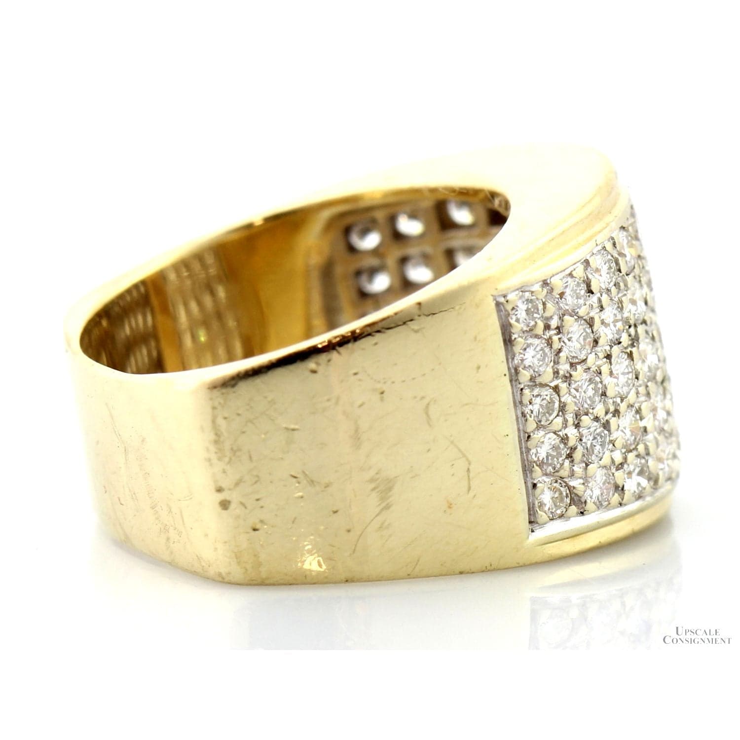 14K Gold 1.50ctw Pave Diamond Modernist Ring - Euro Shank - Size 6 - Thumbnail 4