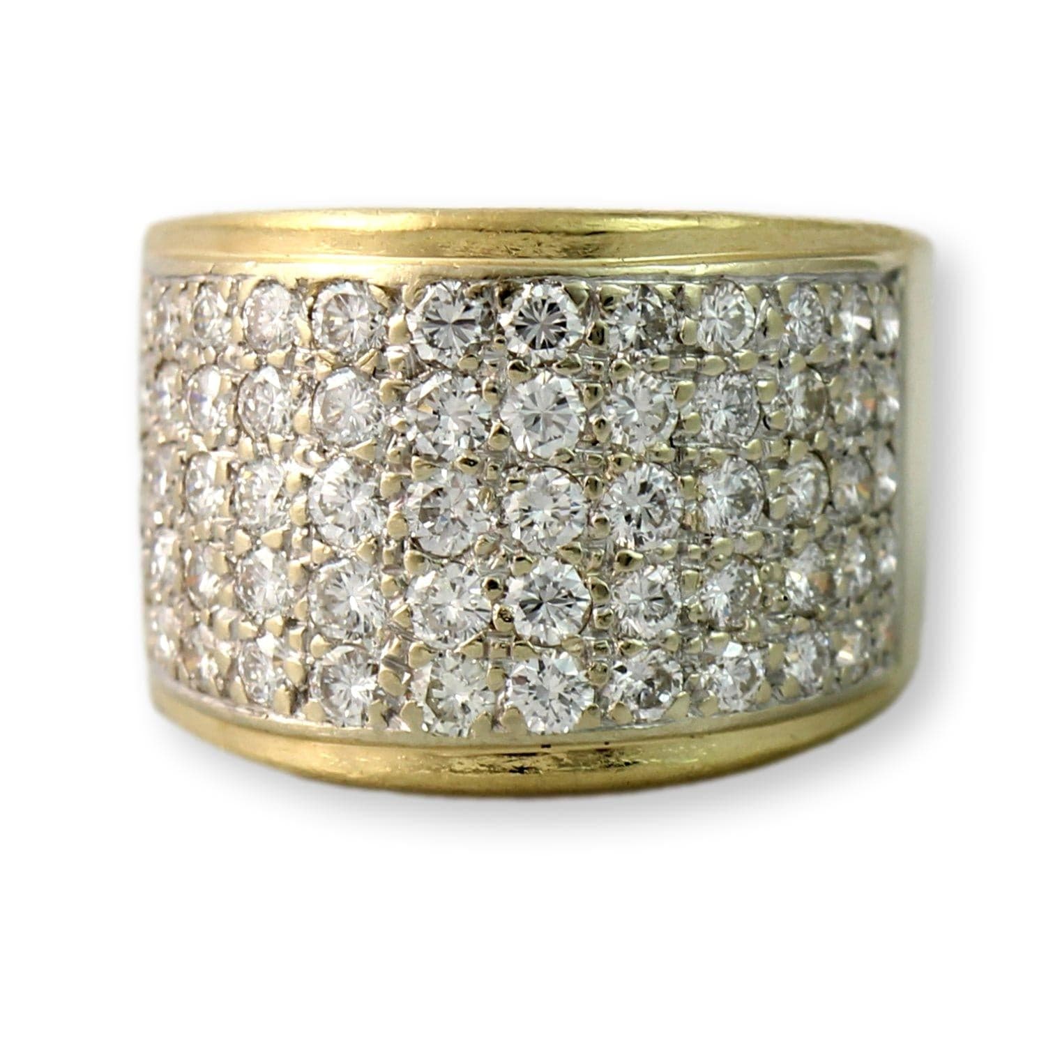 14K Gold 1.50ctw Pave Diamond Modernist Ring - Euro Shank - Size 6 - Thumbnail 2