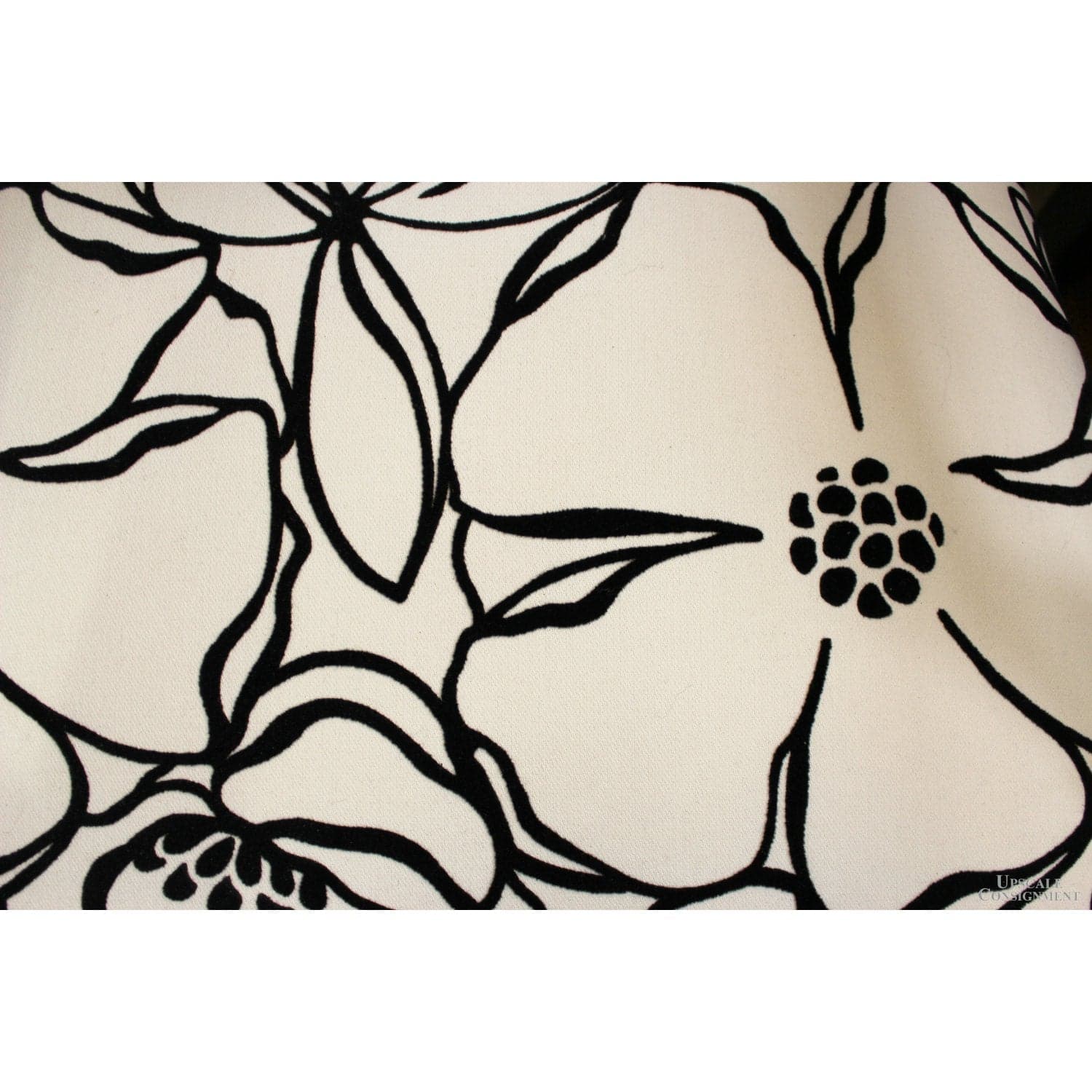 Black & White Floral Oval Back Armchair - White - Thumbnail 4