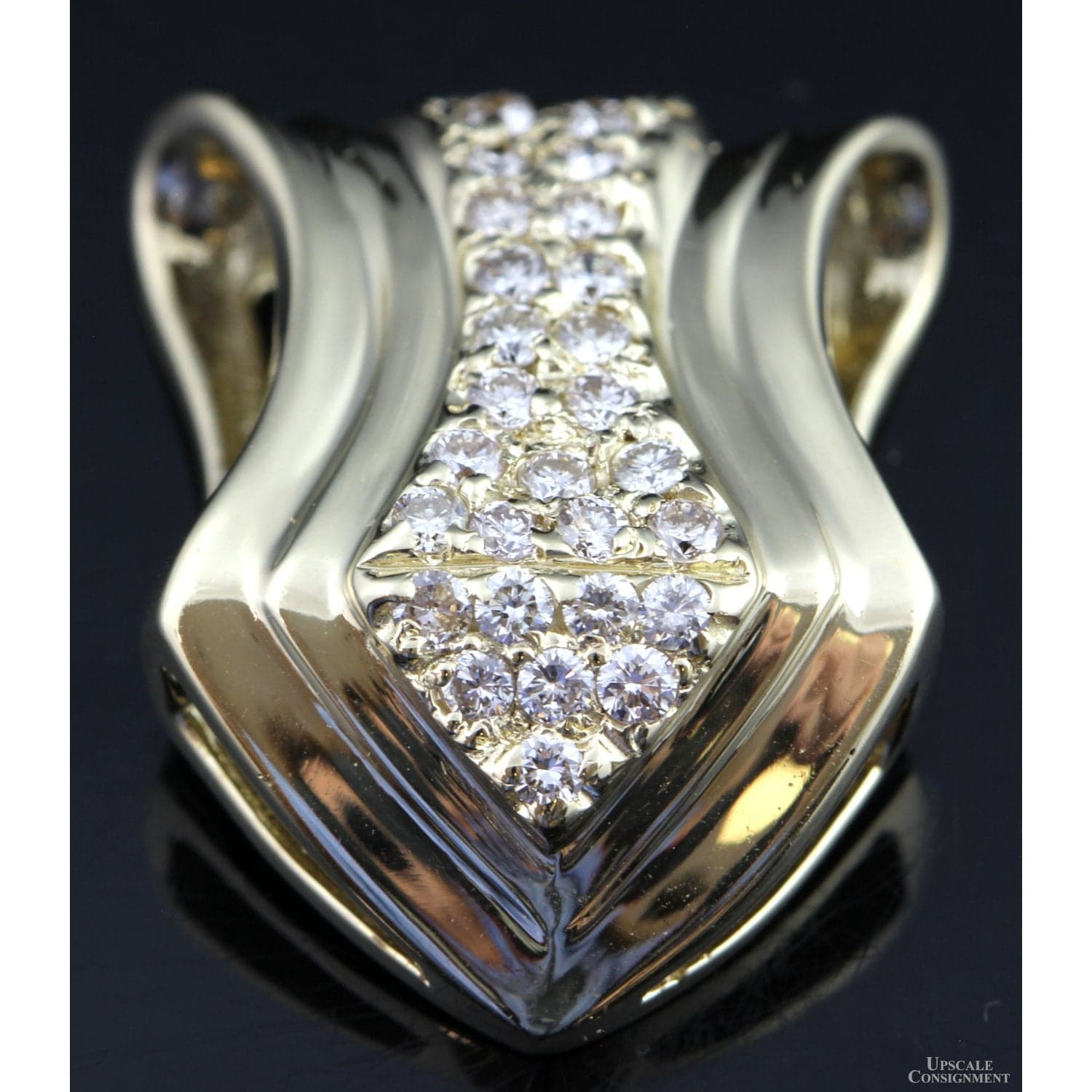 14K Yellow Gold & .67ctw Diamond Shield-Shaped Slide Pendant - 1 inch - Image 1