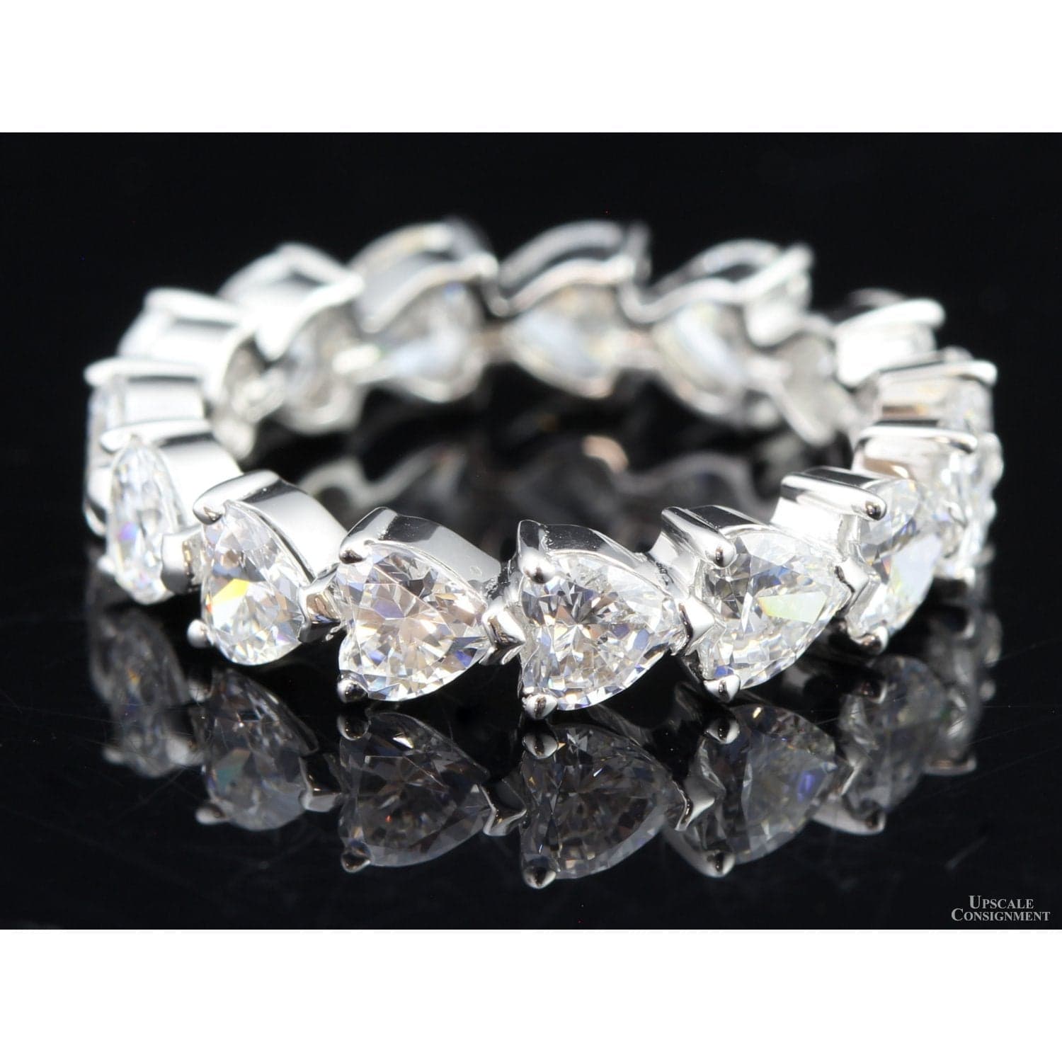 14K White Gold Heart Eternity Band by Absolute – Size 5.75 - Size 5.75 - Image 1