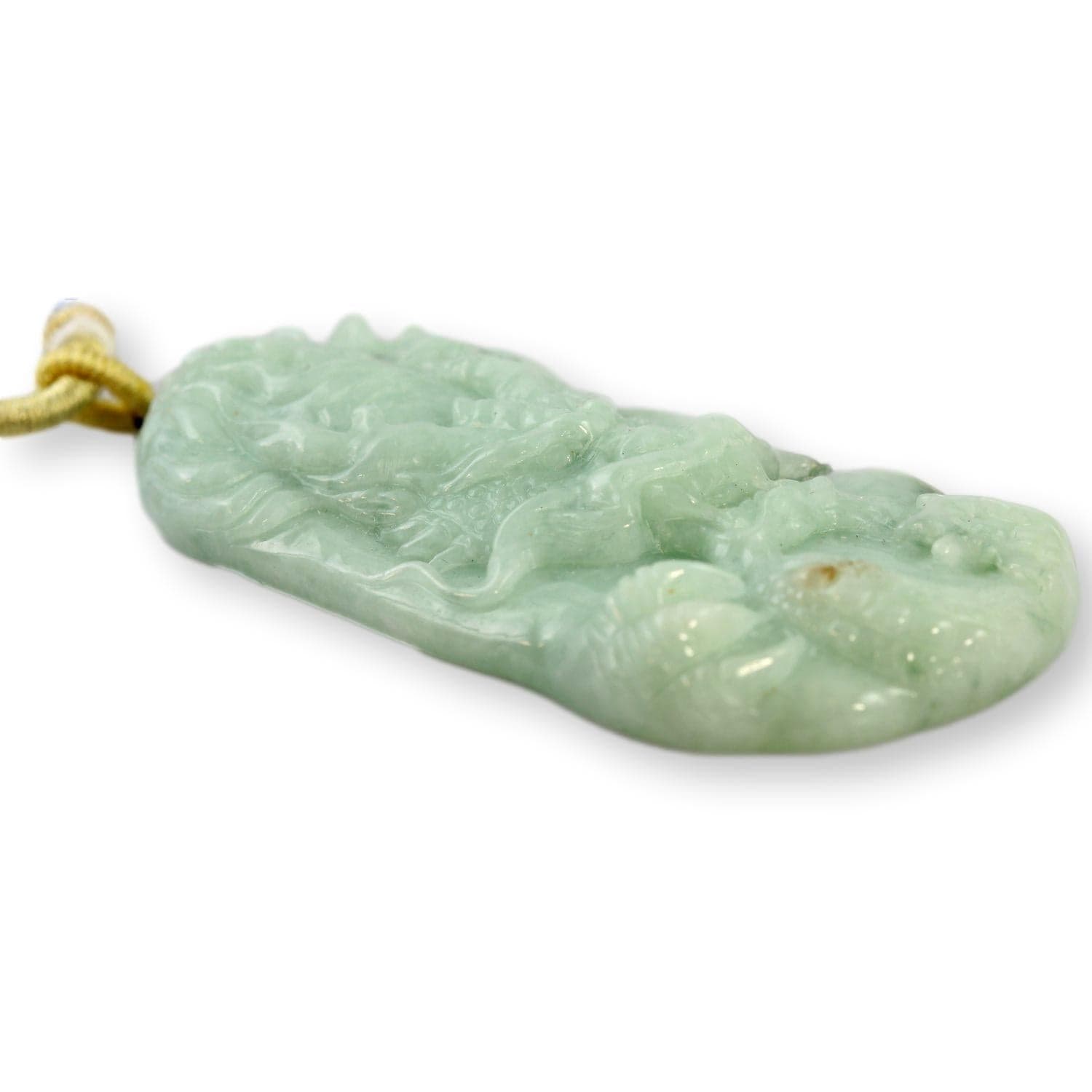 Grade A Burmese Jadeite Jade Dragon Pendant & Silk Cord - 18 in - Thumbnail 3