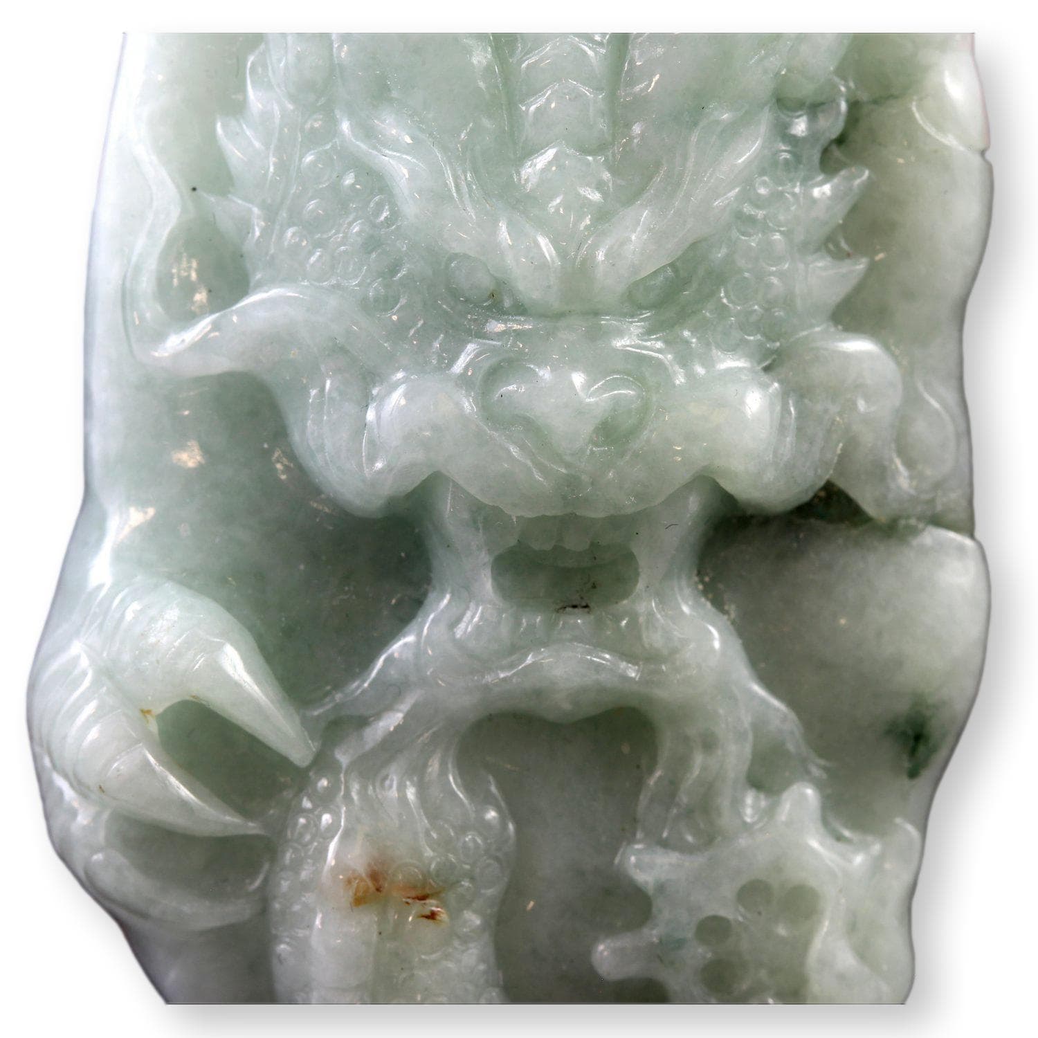 Grade A Burmese Jadeite Jade Dragon Pendant & Silk Cord - 18 in - Thumbnail 2