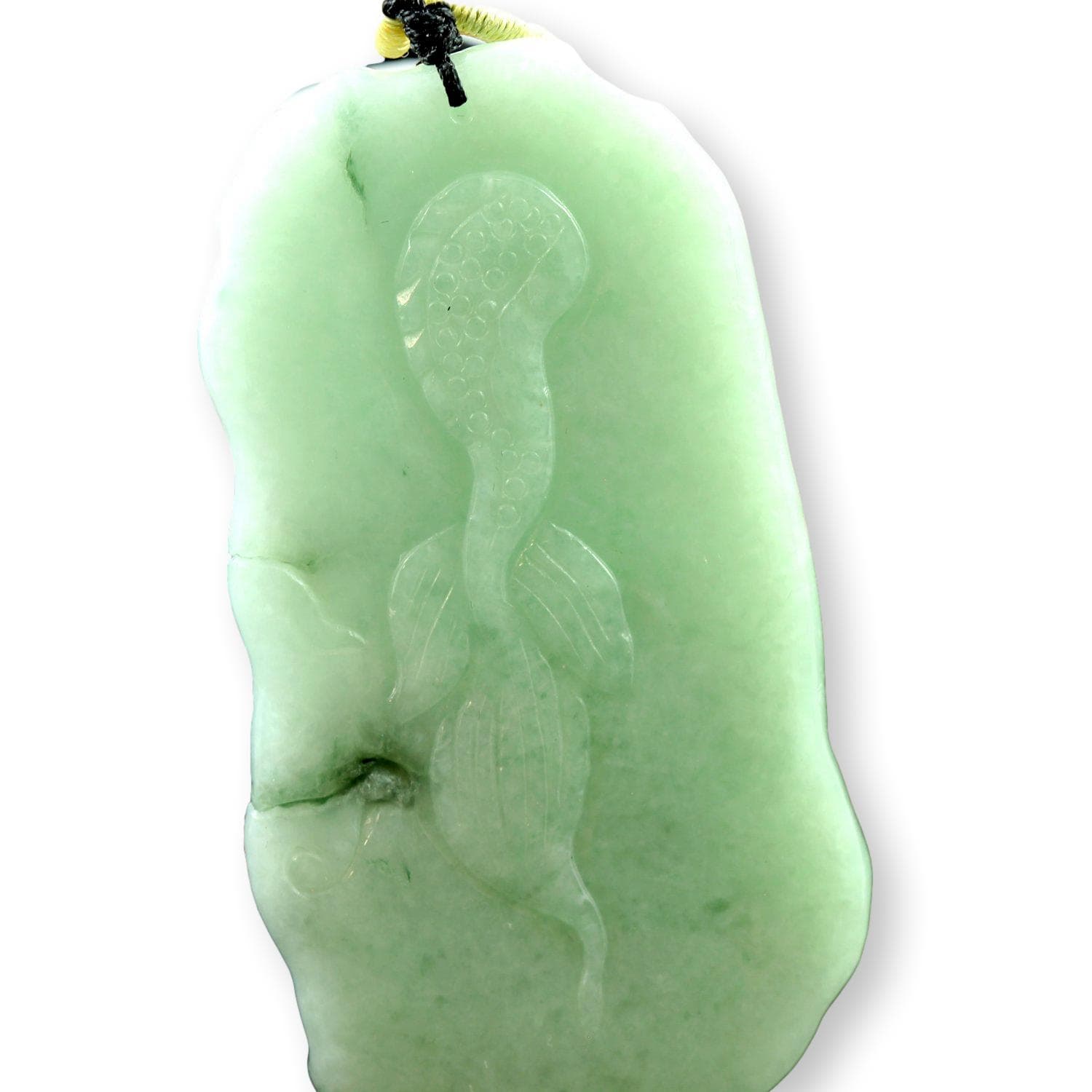 Grade A Burmese Jadeite Jade Dragon Pendant & Silk Cord - 18 in - Thumbnail 4