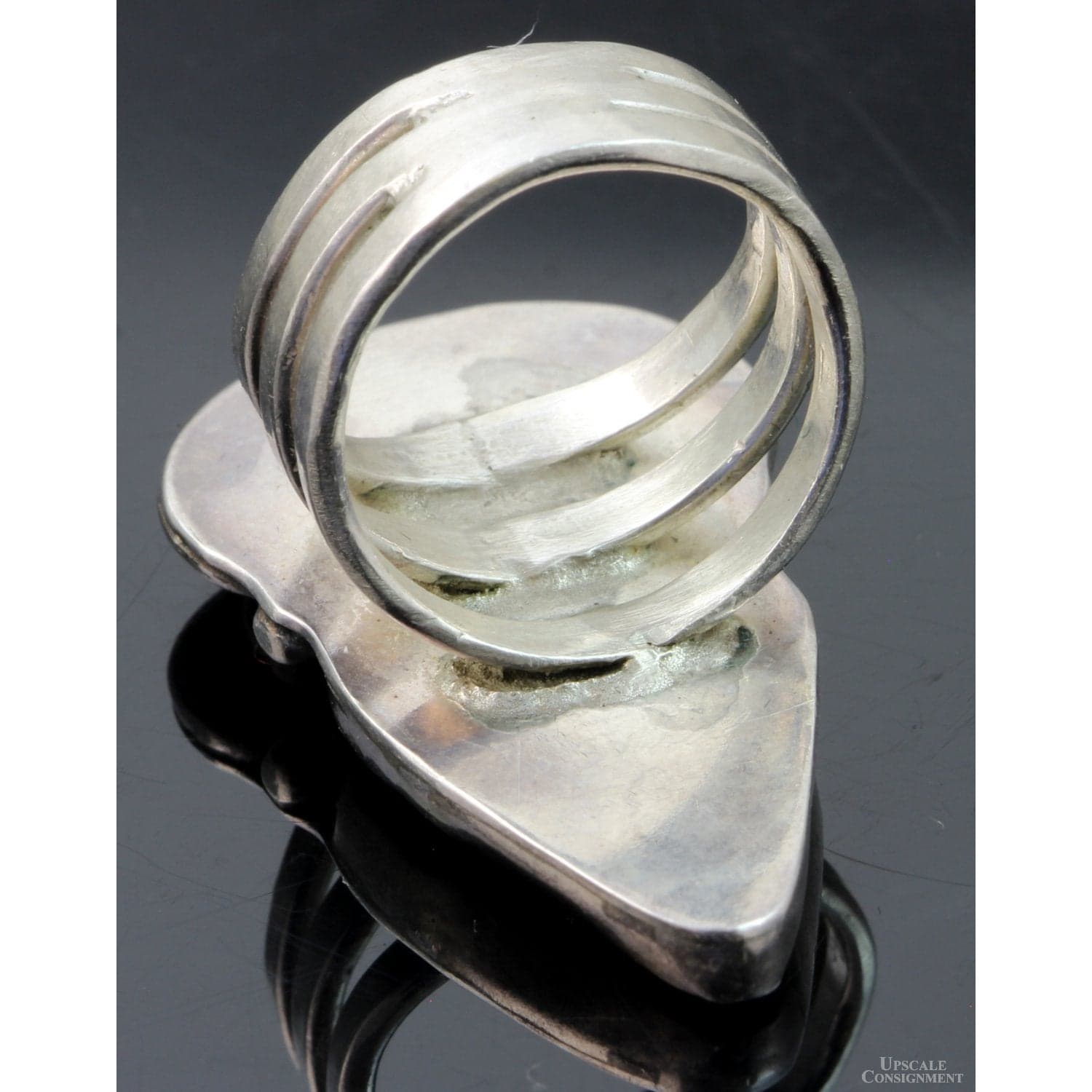 Greenish Turquoise & Amethyst Sterling Silver Raven Ring - Size 7 - Thumbnail 5