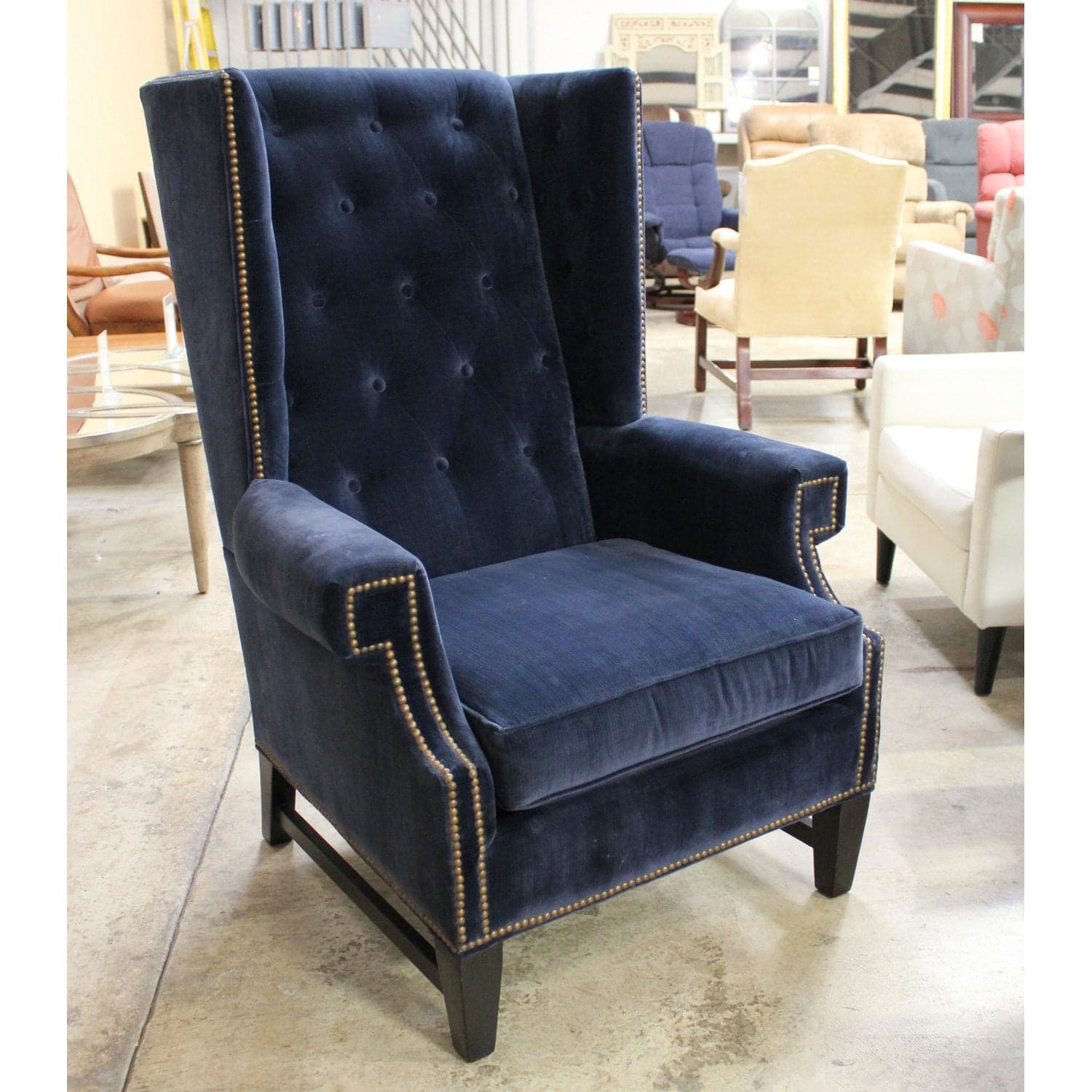 CR Laine Navy Wingback Chair - Navy - Thumbnail 2