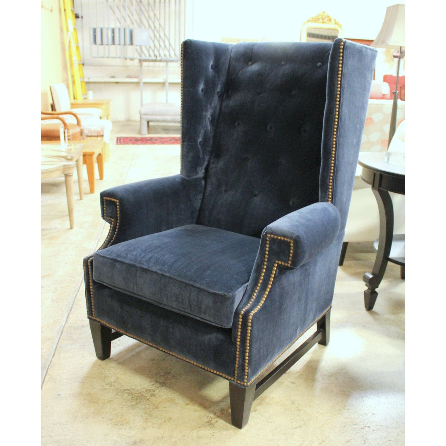 CR Laine Navy Wingback Chair - Navy - Thumbnail 3