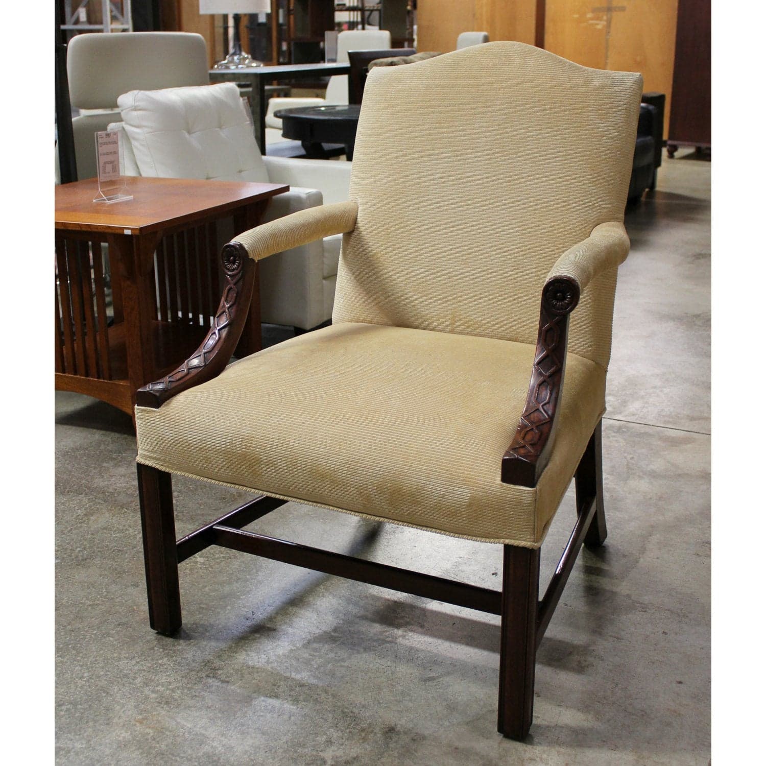 Ethan Allen Pale Yellow Arm Chair - Light Yellow - Thumbnail 3
