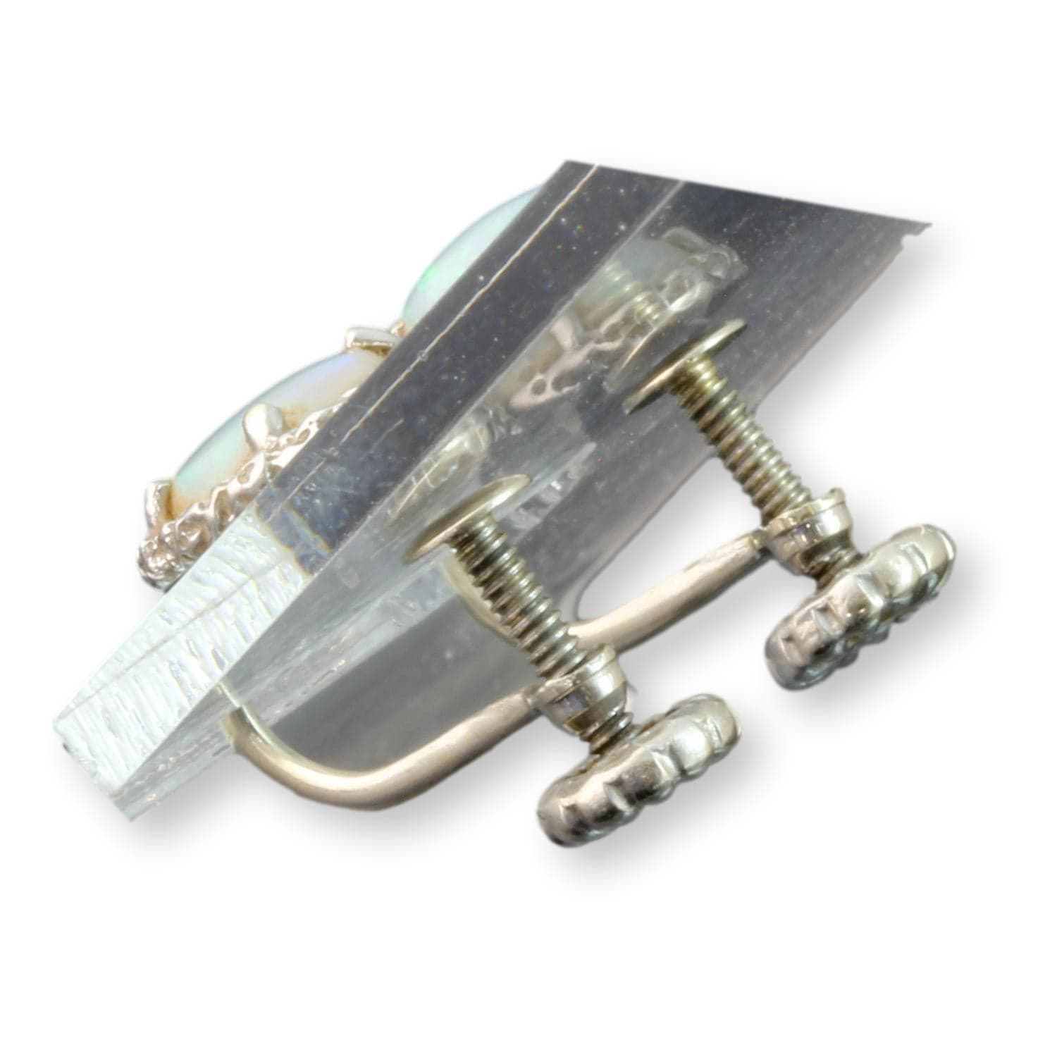 Natural Australian Crystal Opal 14K Gold Screwback Earrings - Thumbnail 3