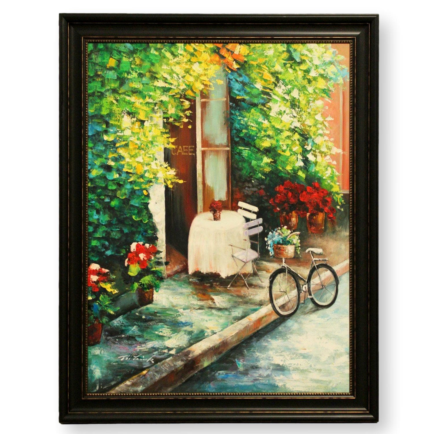 Framed Original Oil European Cafe - Image 1