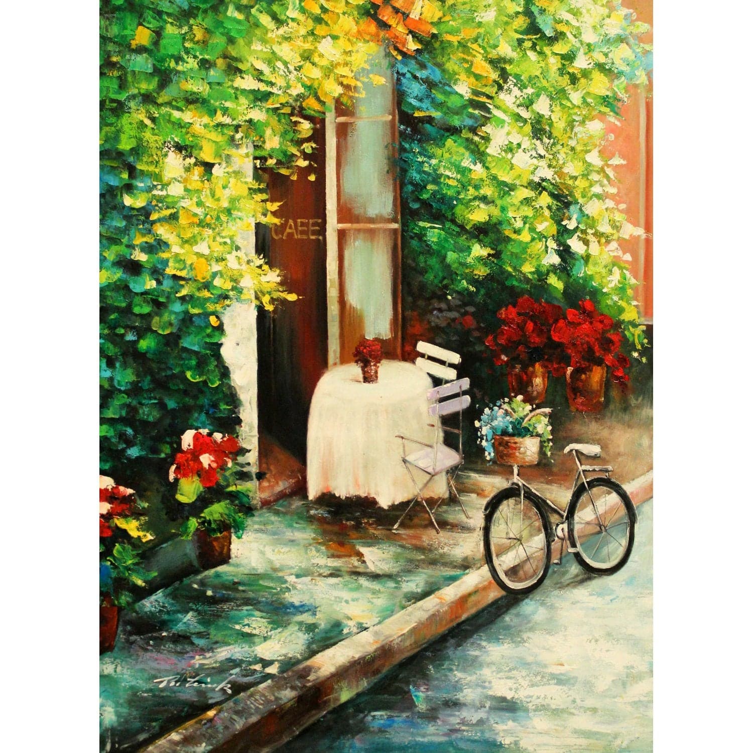 Framed Original Oil European Cafe - Thumbnail 2