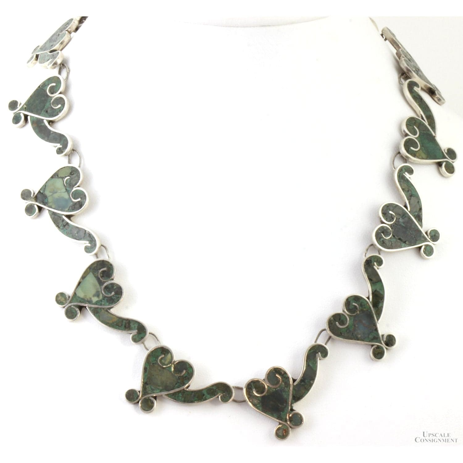 Early 1940s Sterling Silver Inlaid Turquoise Mosaic Set by Beto - 17.75"(l) - Thumbnail 2