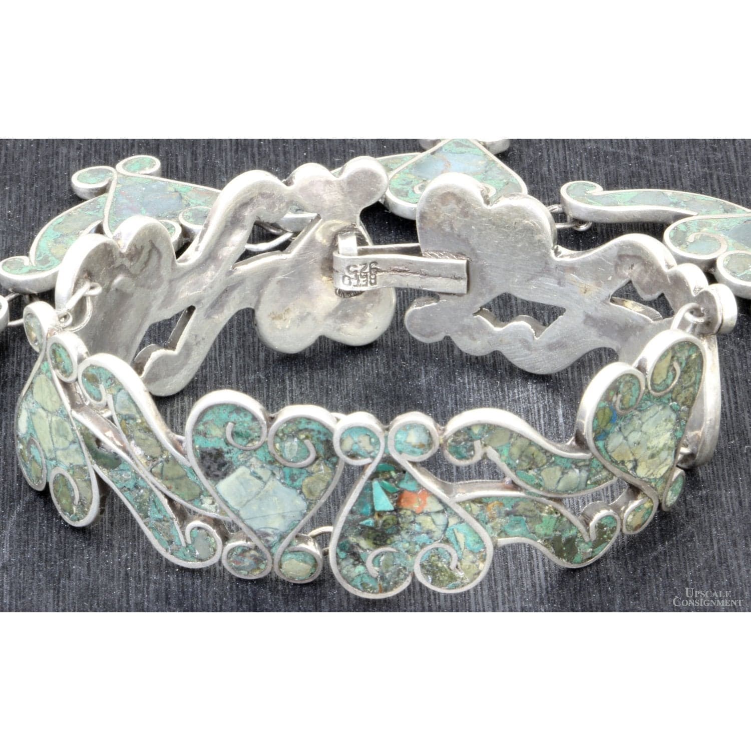 Early 1940s Sterling Silver Inlaid Turquoise Mosaic Set by Beto - 17.75"(l) - Thumbnail 4