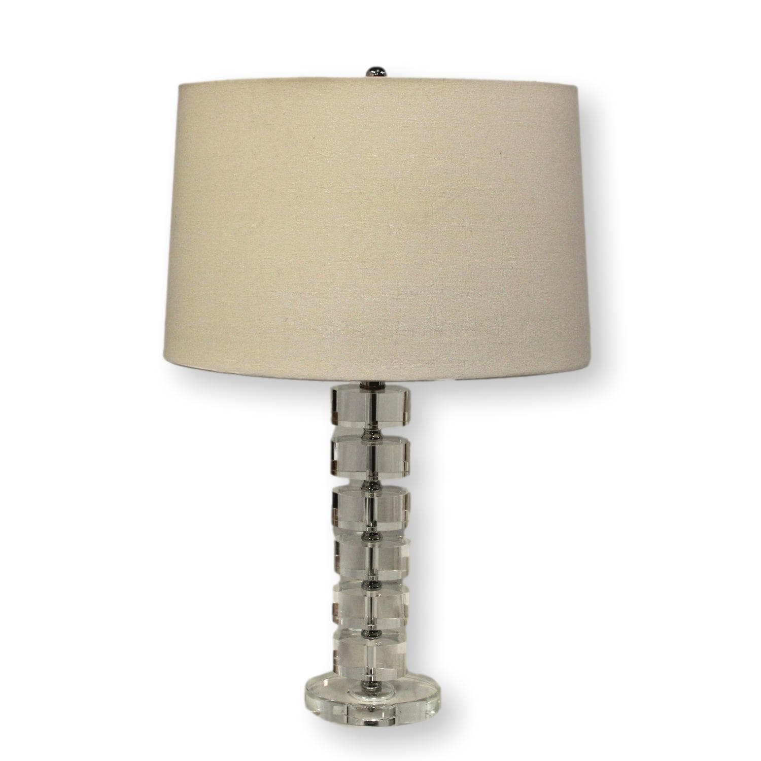 Oval Stacked Crystal Table Lamp w/Oval Shade - Image 1