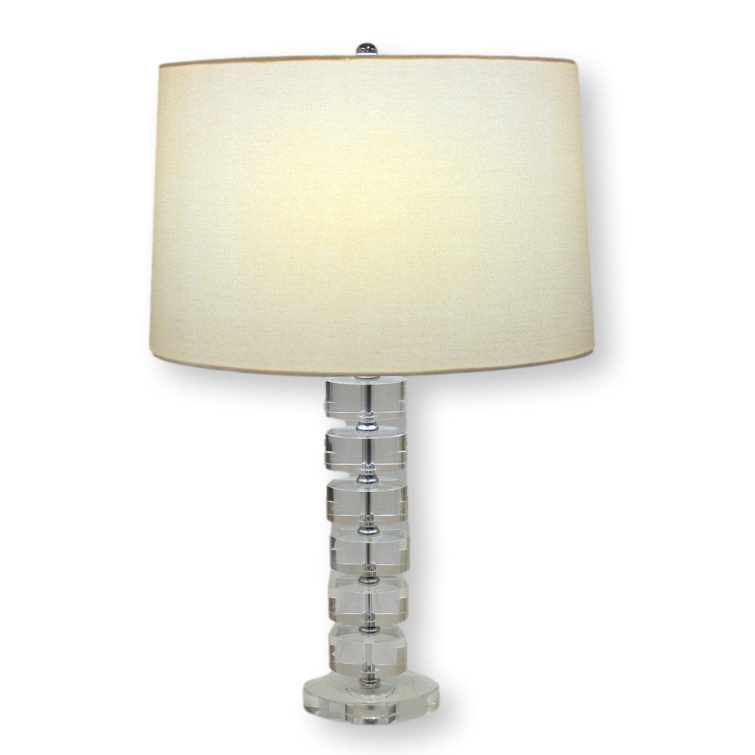 Oval Stacked Crystal Table Lamp w/Oval Shade - Thumbnail 2