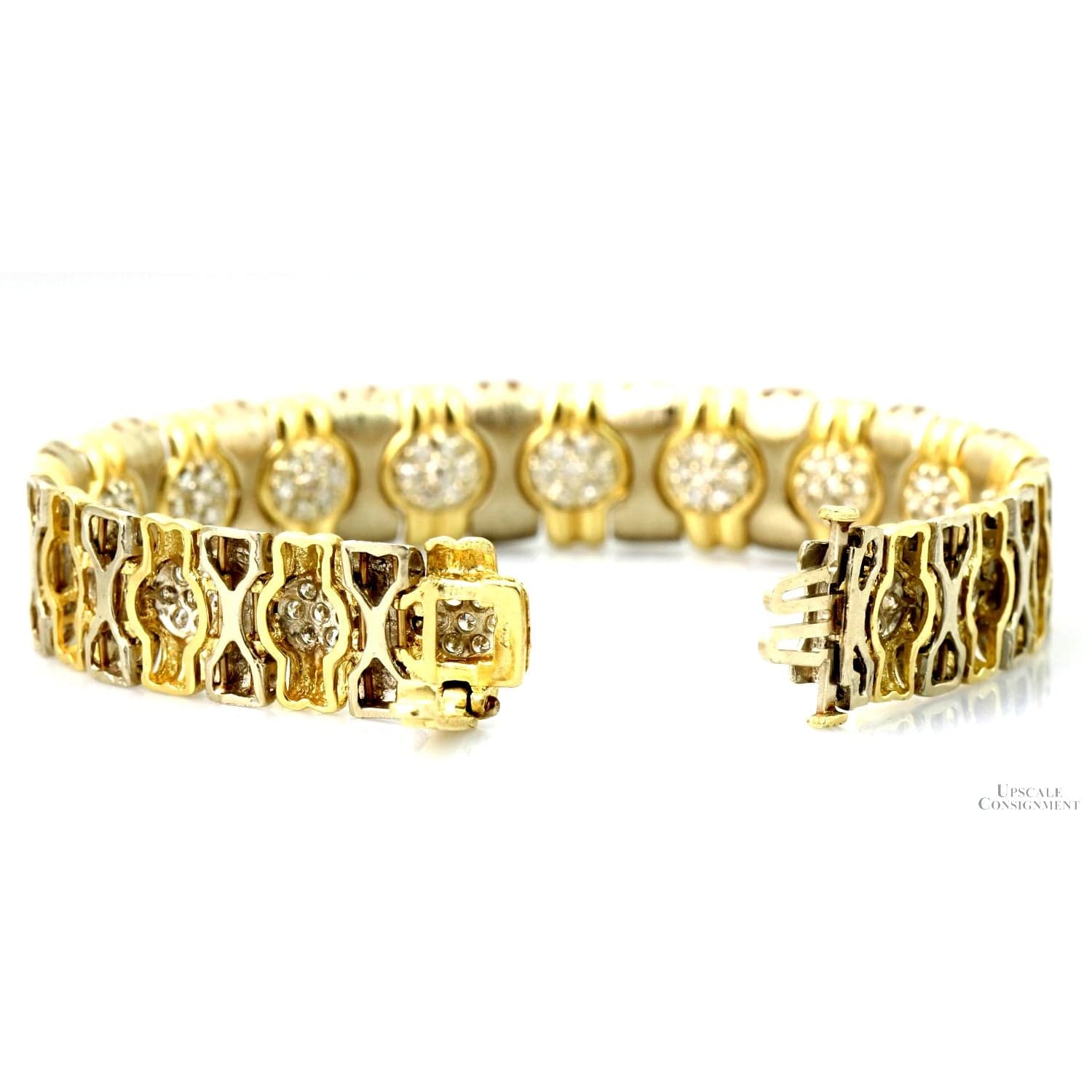 2.22ctw Diamond Cluster 14K Two-Tone Gold Bracelet - 7.25" - Thumbnail 4