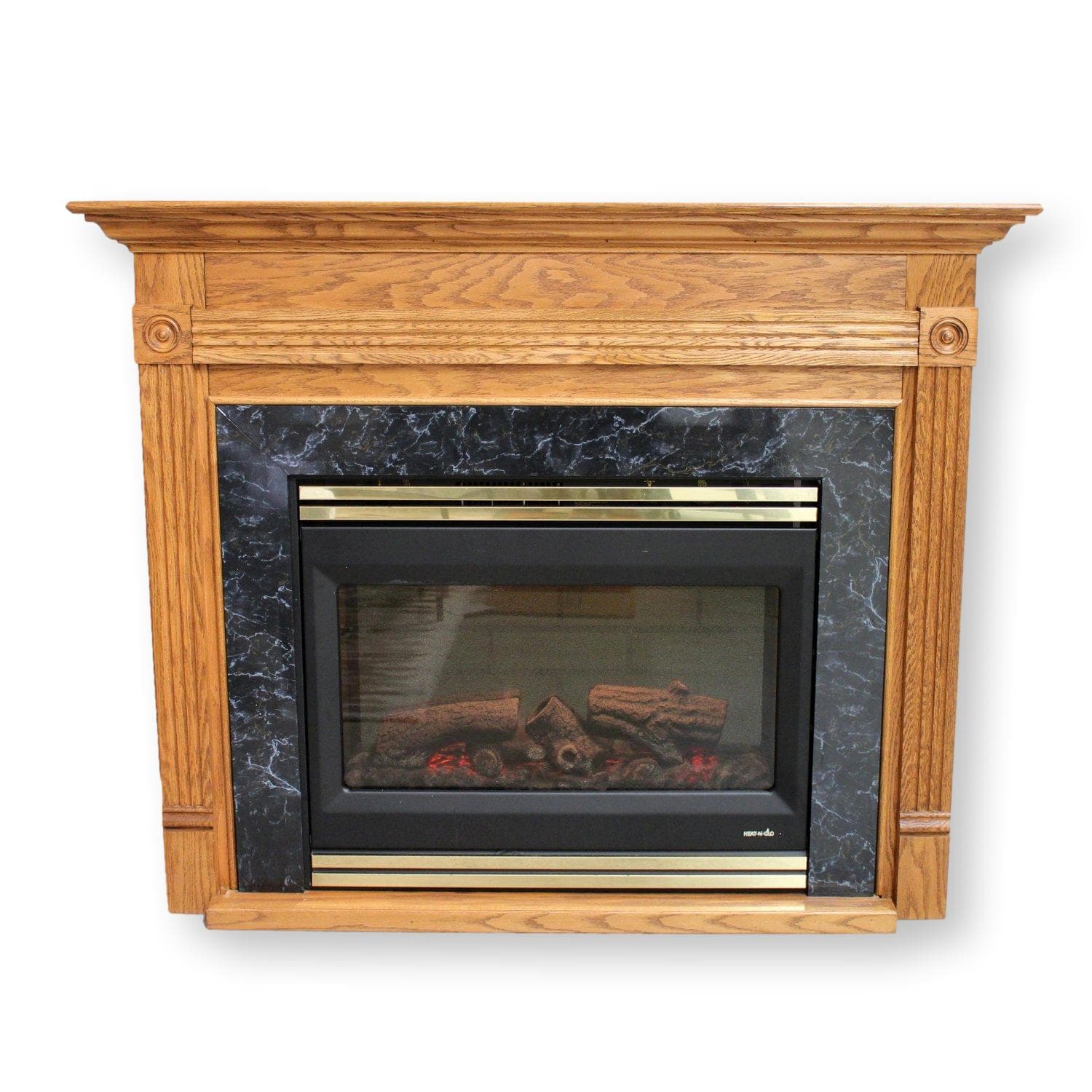 Electric Fireplace w/Oak Mantle Surround - Image 1