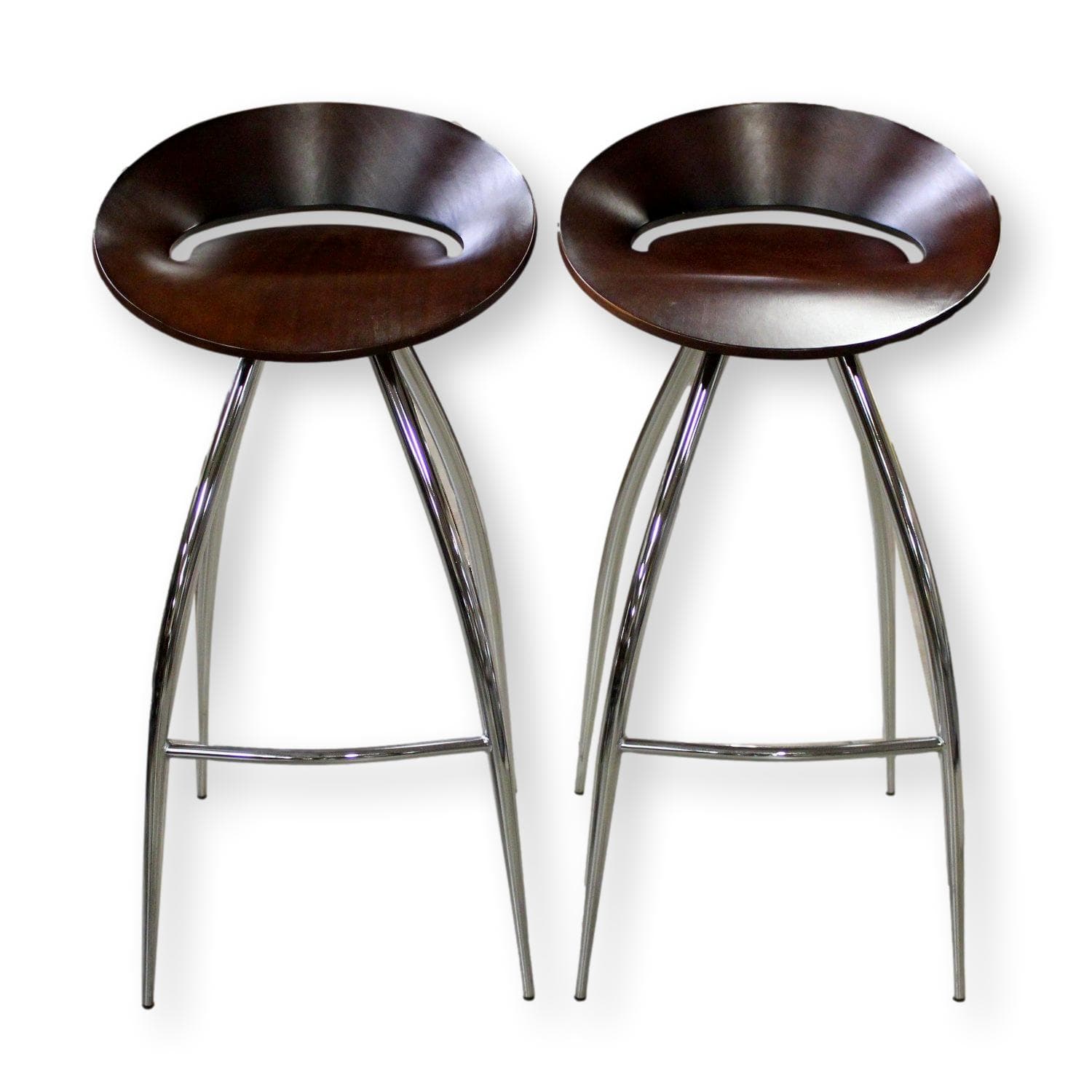 Design Group Italia Pair of Lyra Bar Stools - Mahogany Finish - Image 1