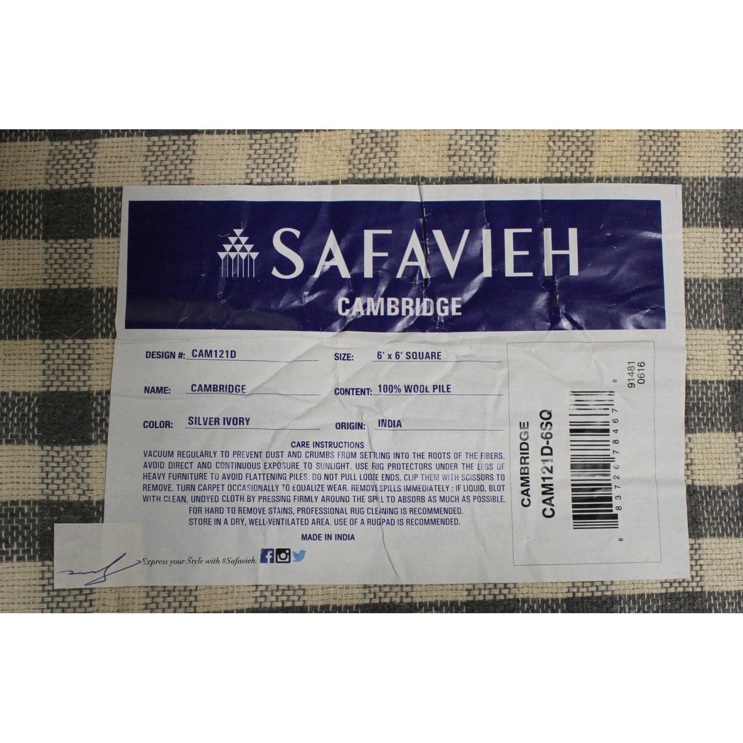 Safavieh 5' 11'' X 6' 'Cambridge' Silver & Ivory Area Rug - Thumbnail 3