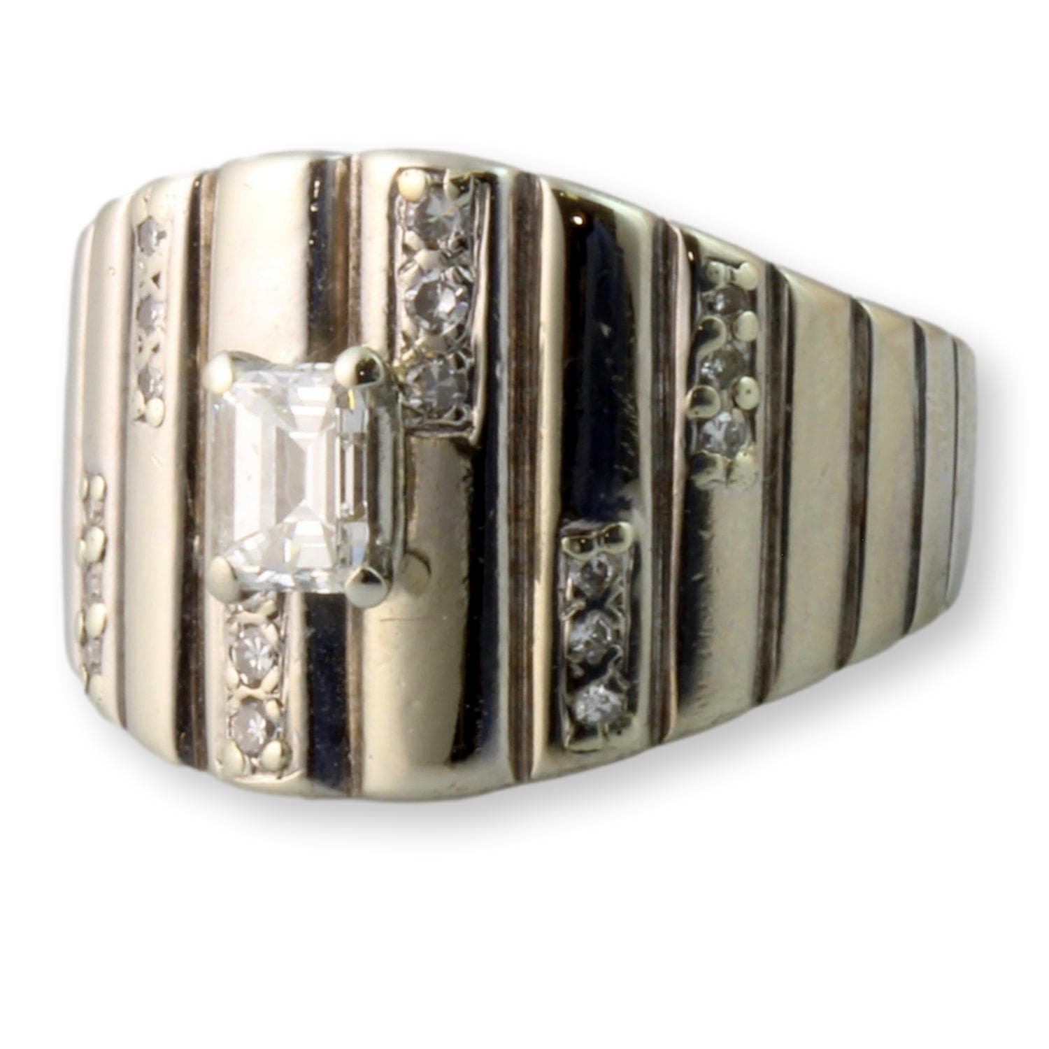 Mid-Century Modernist 14K White Gold 1.09ctw Diamond Unisex Ring - Size 12.25 - Thumbnail 4