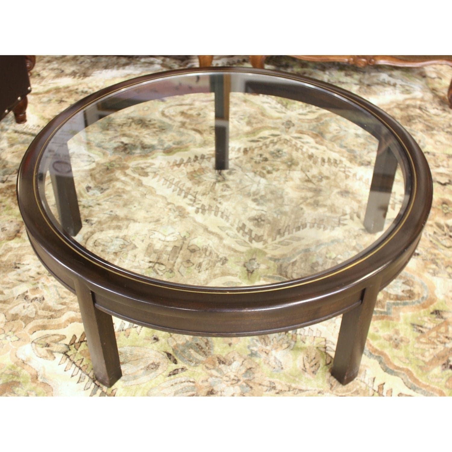 Henredon Round Cocktail Table - Dark Finish - Thumbnail 2