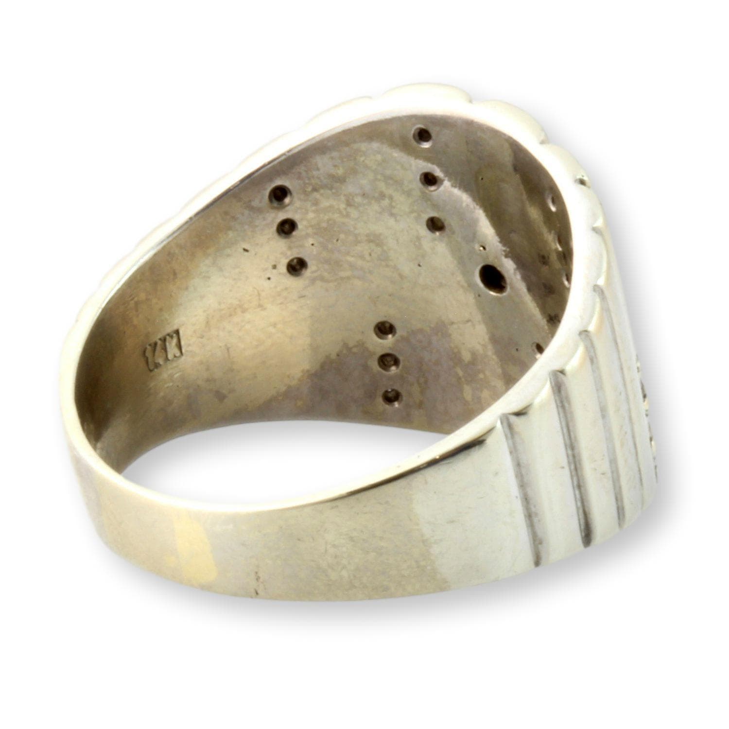 Mid-Century Modernist 14K White Gold 1.09ctw Diamond Unisex Ring - Size 12.25 - Thumbnail 5