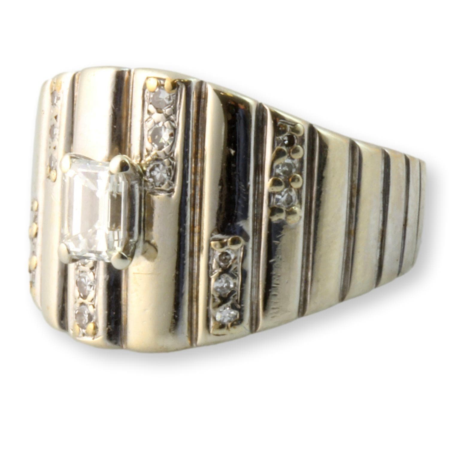 Mid-Century Modernist 14K White Gold 1.09ctw Diamond Unisex Ring - Size 12.25 - Thumbnail 2