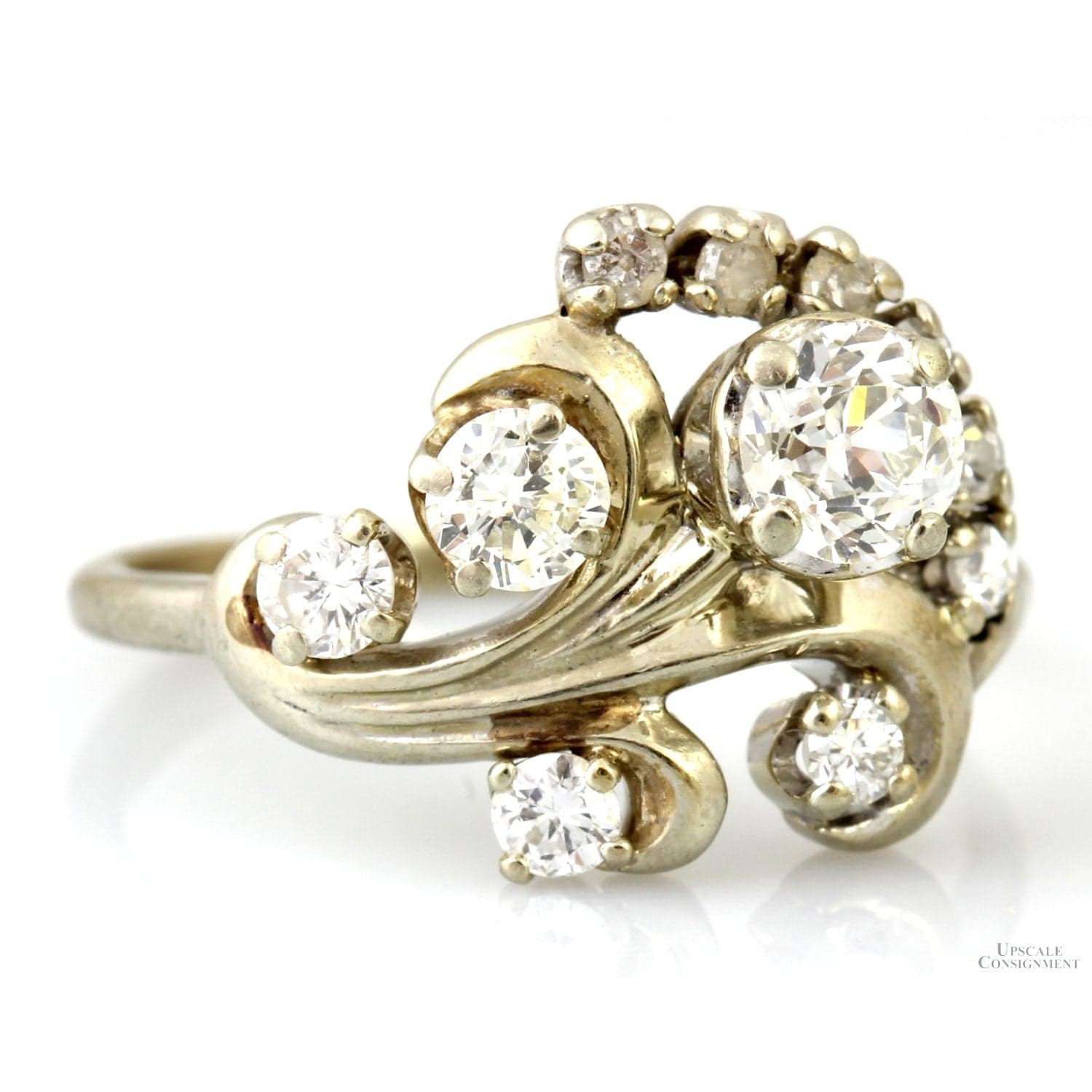 1.12ctw Old European Cut 14K White Gold Heirloom Ring - Size 7.25 - Image 1