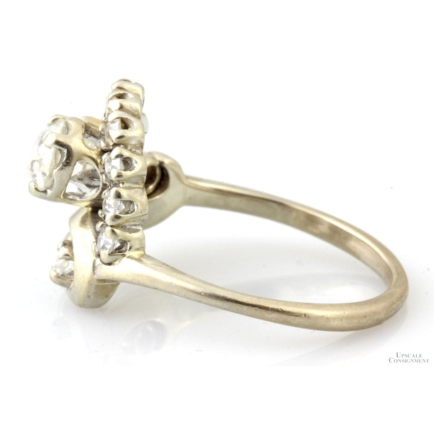 1.12ctw Old European Cut 14K White Gold Heirloom Ring - Size 7.25 - Thumbnail 4