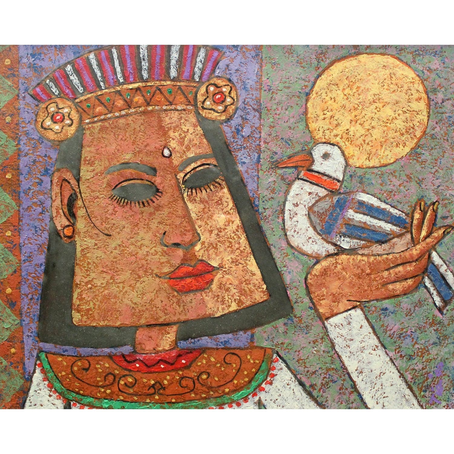 Artwork - Balinese - Person Holding a Bird - Thumbnail 2