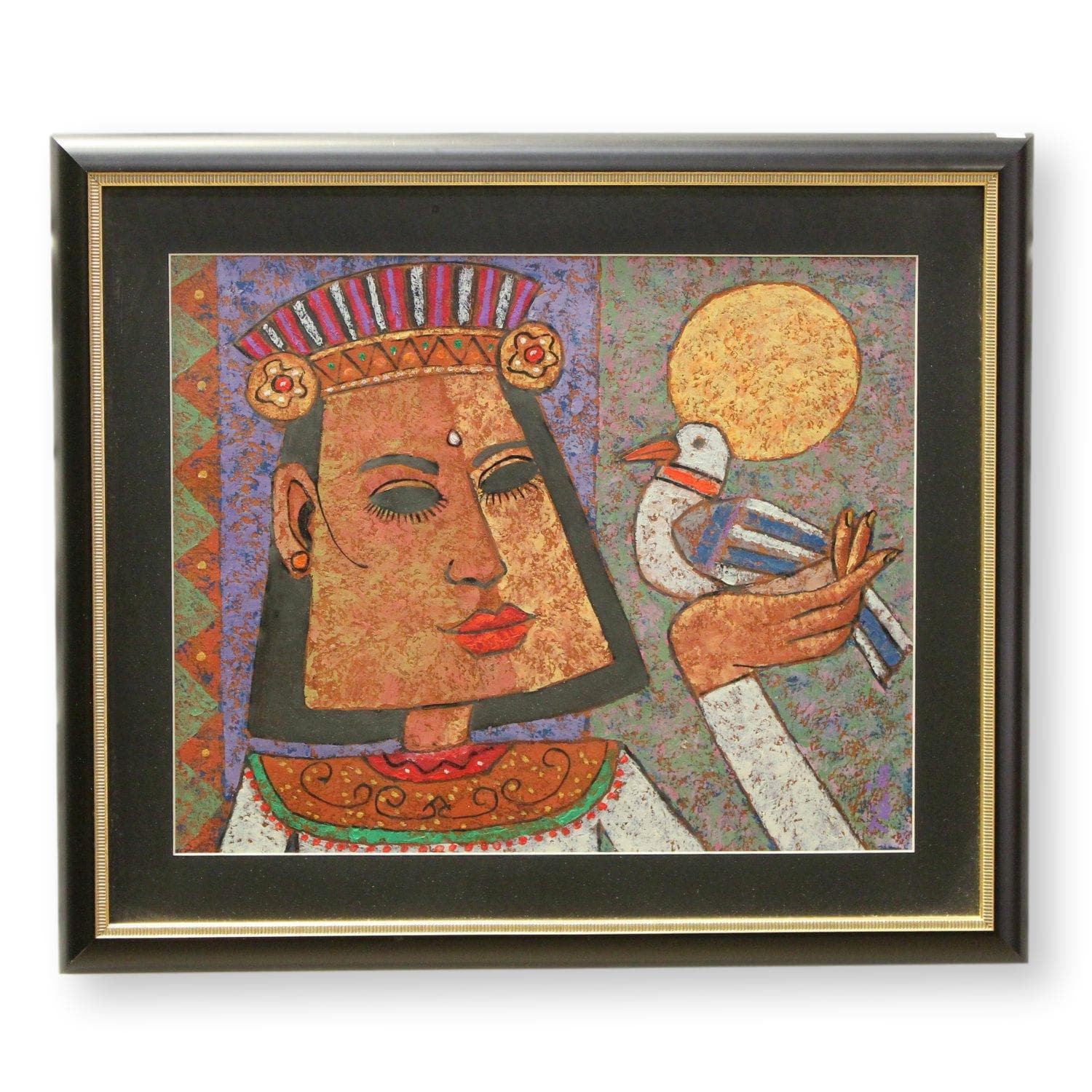 Artwork - Balinese - Person Holding a Bird - Image 1