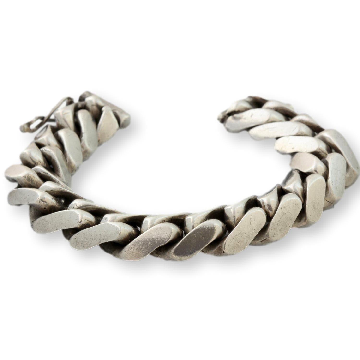 Mexican Silver Cuban Curb Link Bracelet - Circa 1930s–1940s - Size 6.25-6.50 - Image 1