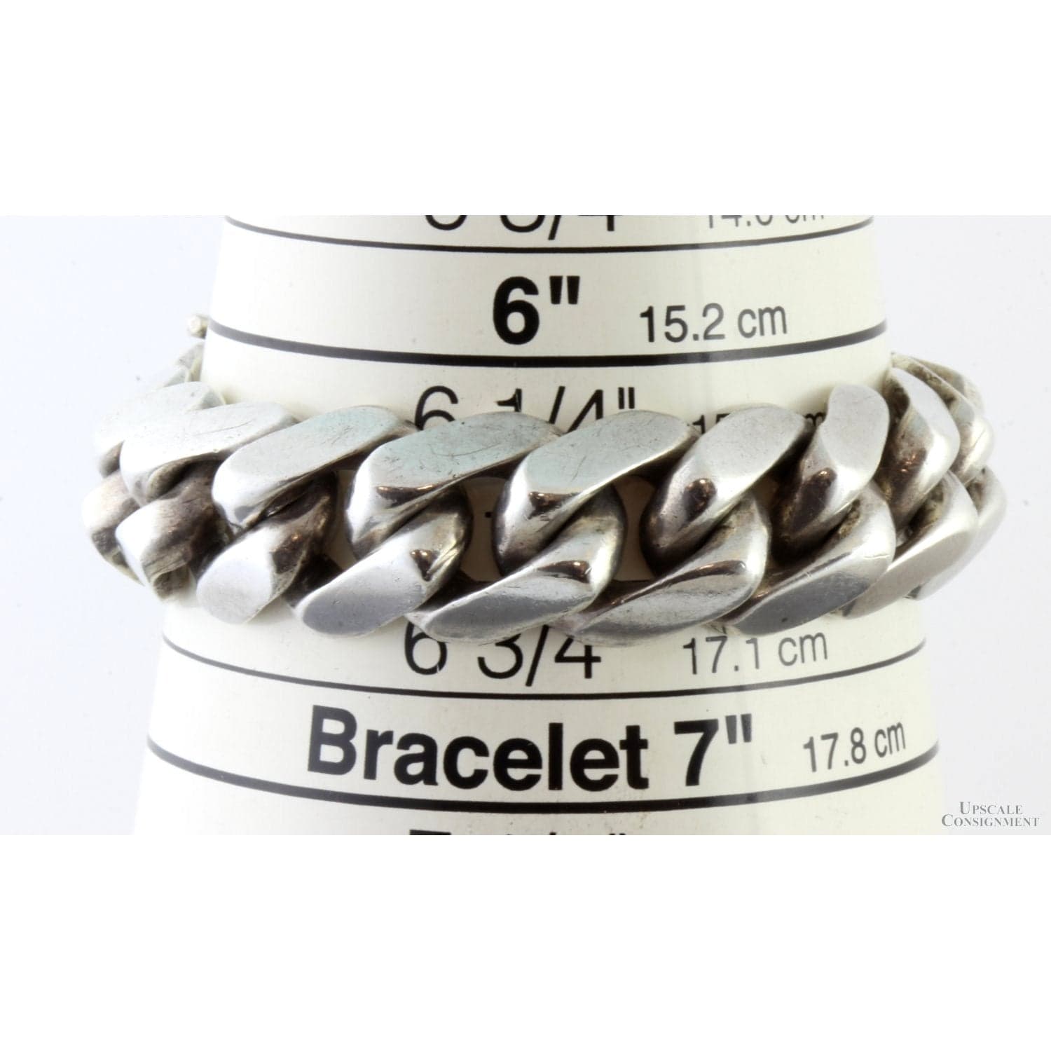 Mexican Silver Cuban Curb Link Bracelet - Circa 1930s–1940s - Size 6.25-6.50 - Thumbnail 6