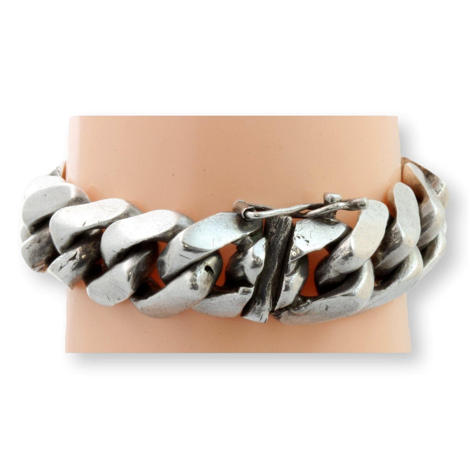 Mexican Silver Cuban Curb Link Bracelet - Circa 1930s–1940s - Size 6.25-6.50 - Thumbnail 4