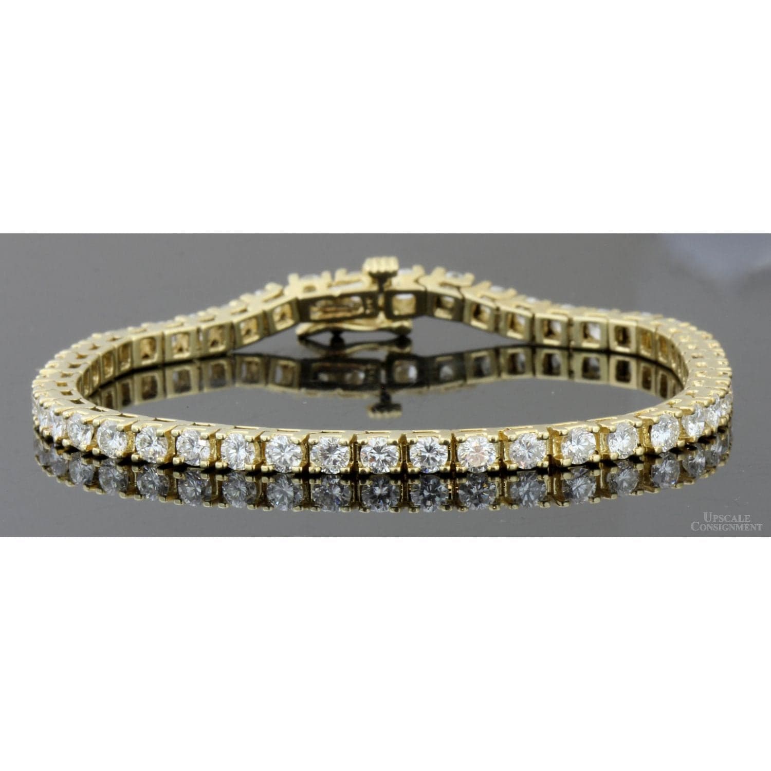 5.52ctw Diamond 14K Yellow Gold Tennis Line Bracelet - 7 in - Image 1