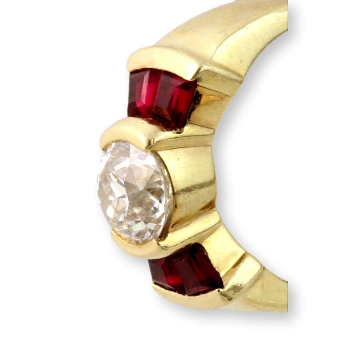 1.14ct Old European Cut Diamond & Ruby 14K Gold Ring - Size 4 - 4.25 - Thumbnail 4
