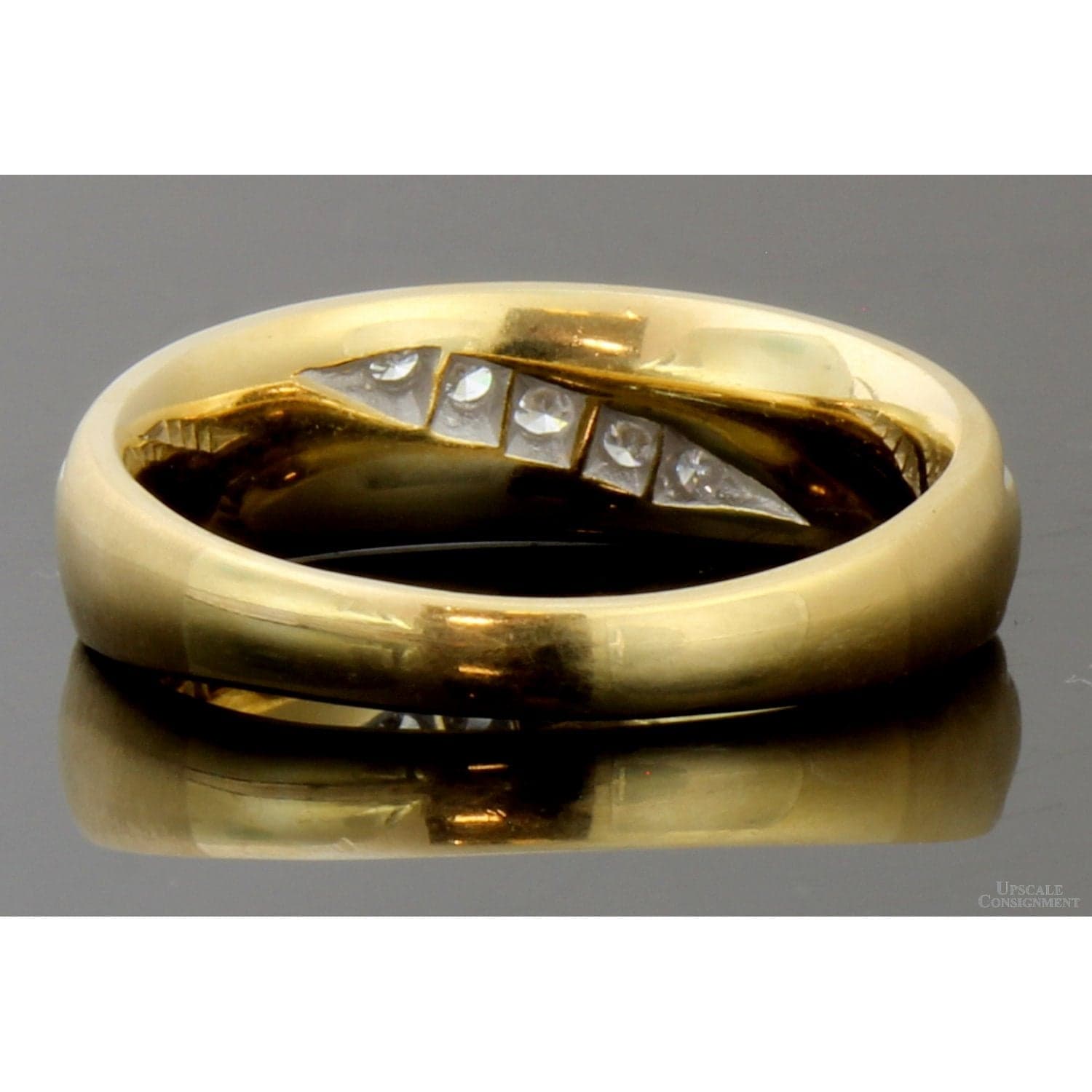 .20ctw Diamond 14K Yellow & White Gold Men's Satin Band - Size 9.75 - Thumbnail 4