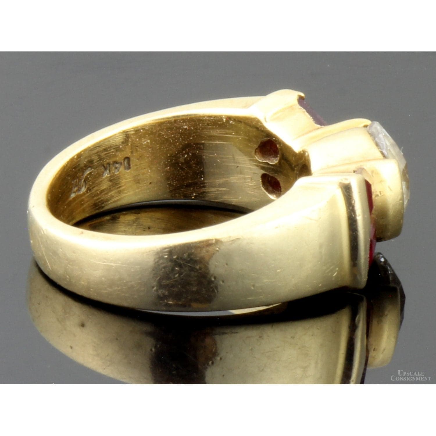 1.14ct Old European Cut Diamond & Ruby 14K Gold Ring - Size 4 - 4.25 - Thumbnail 5