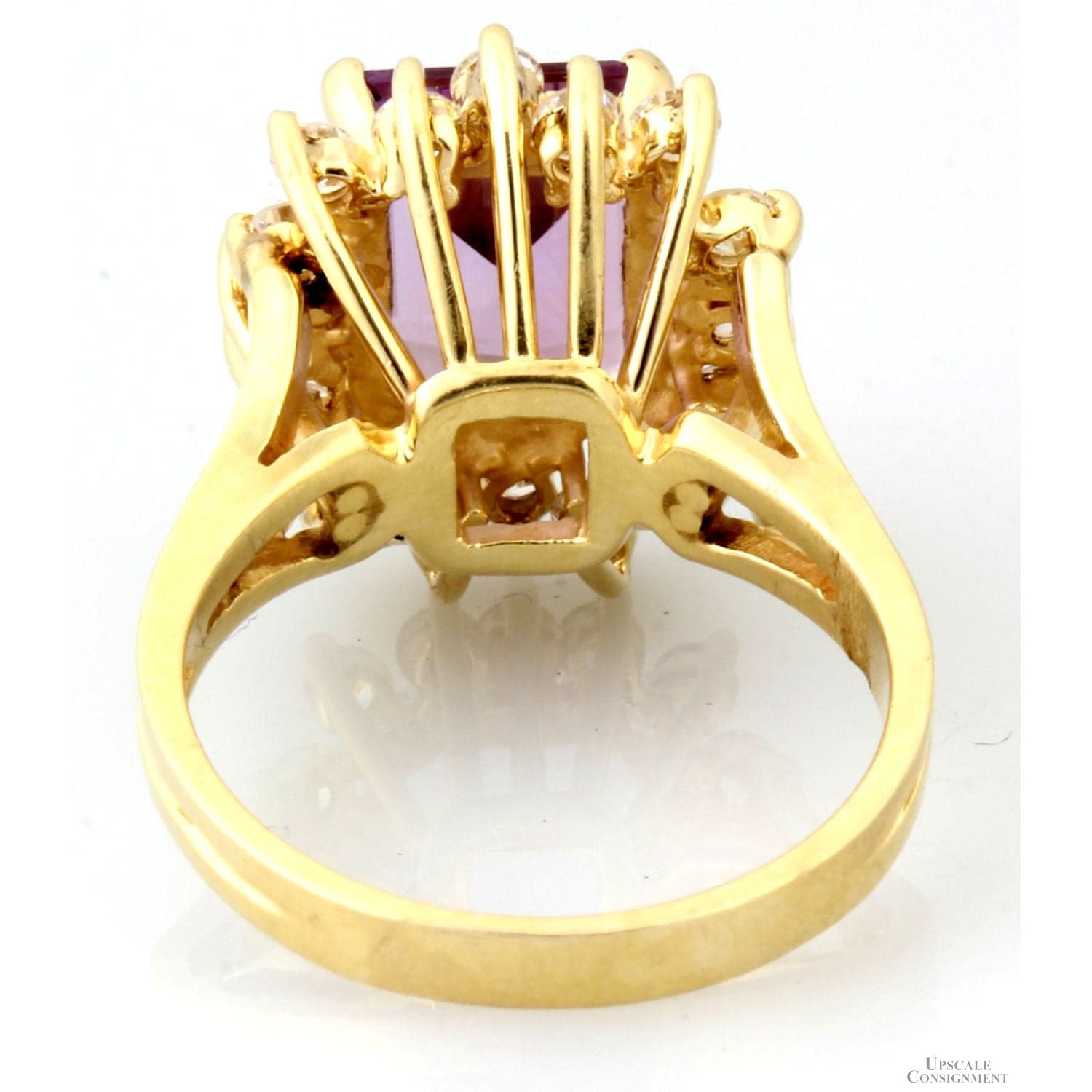 3ct Amethyst & Colorless Sapphire Halo 14K Gold Ring - Size 5.75 - 6 - Thumbnail 5