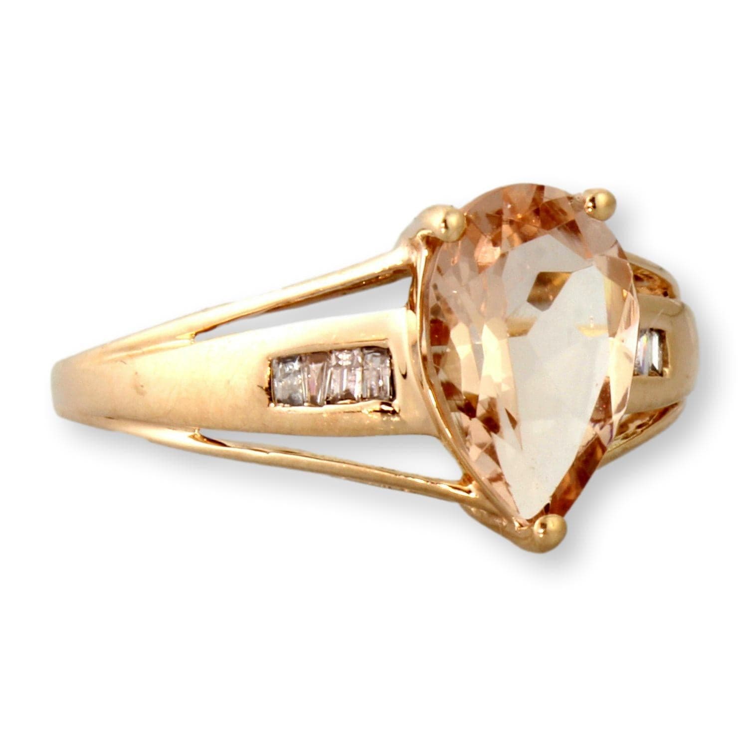 1.73ct Morganite Solitaire & Diamond 10K Rose Gold Ring - Size 6 - Thumbnail 2