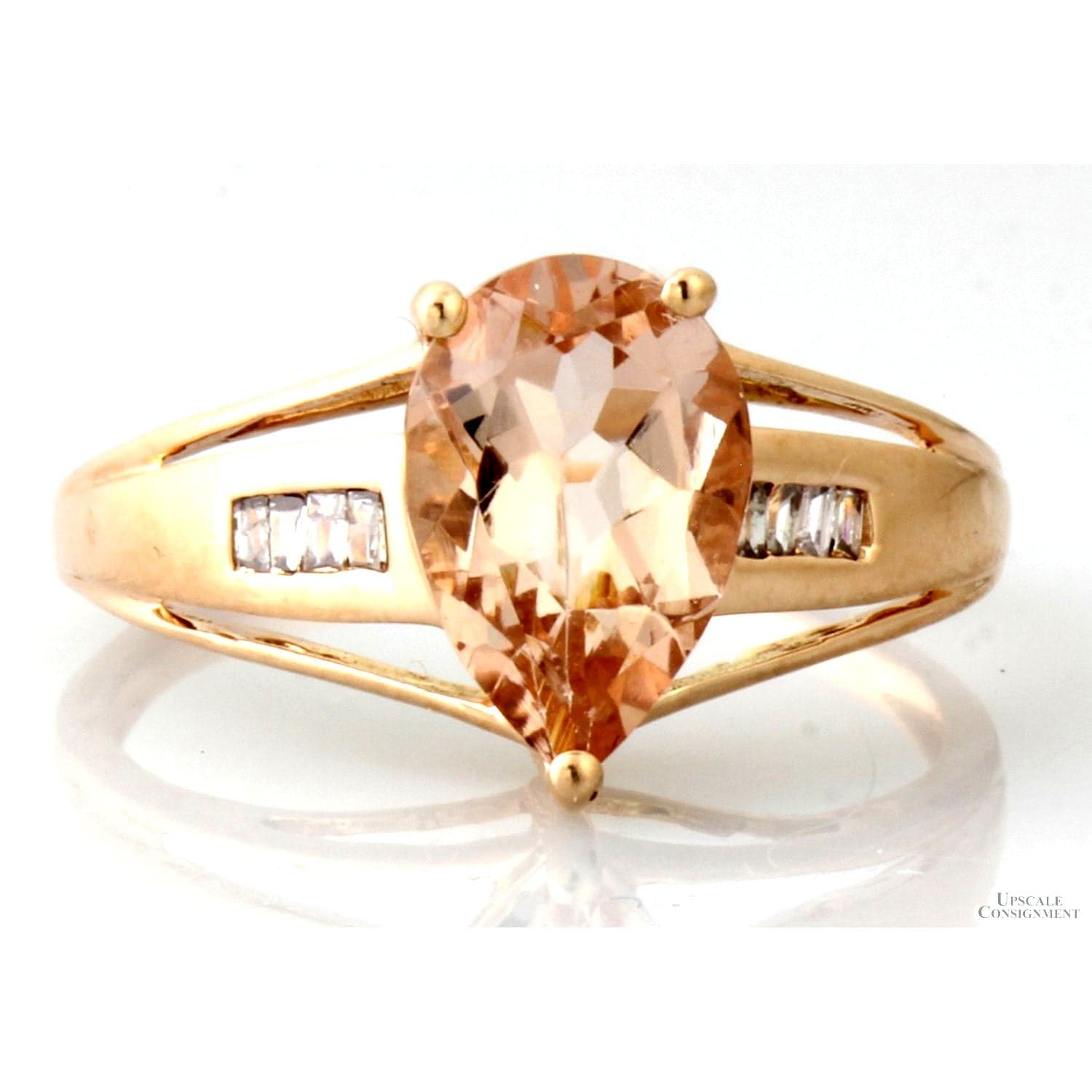 1.73ct Morganite Solitaire & Diamond 10K Rose Gold Ring - Size 6 - Image 1
