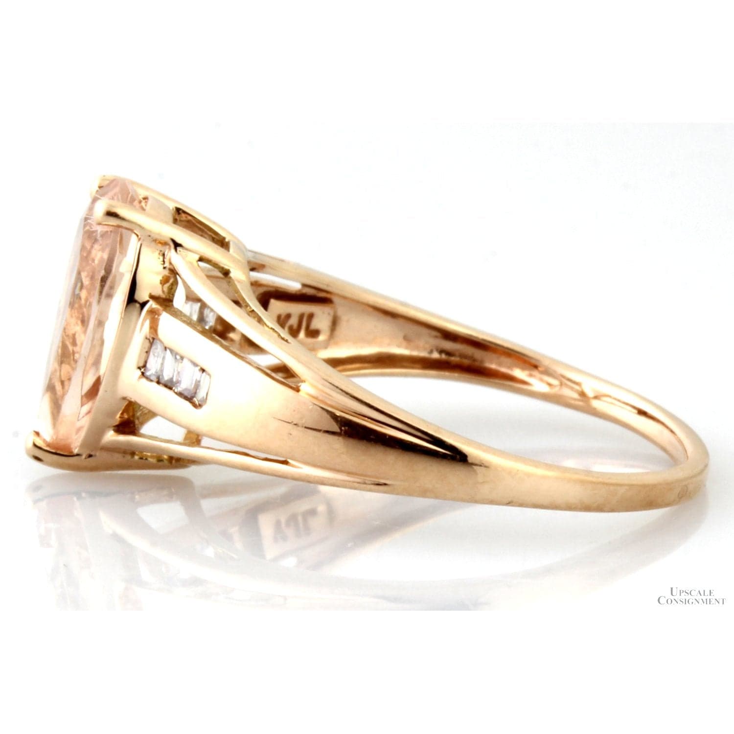 1.73ct Morganite Solitaire & Diamond 10K Rose Gold Ring - Size 6 - Thumbnail 3