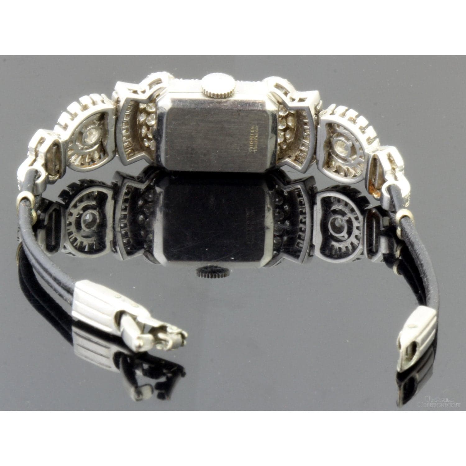 Exquisite 1940s Platinum 3.25ctw Diamond Hamilton Art Deco Watch - Size 5.75 - Thumbnail 5