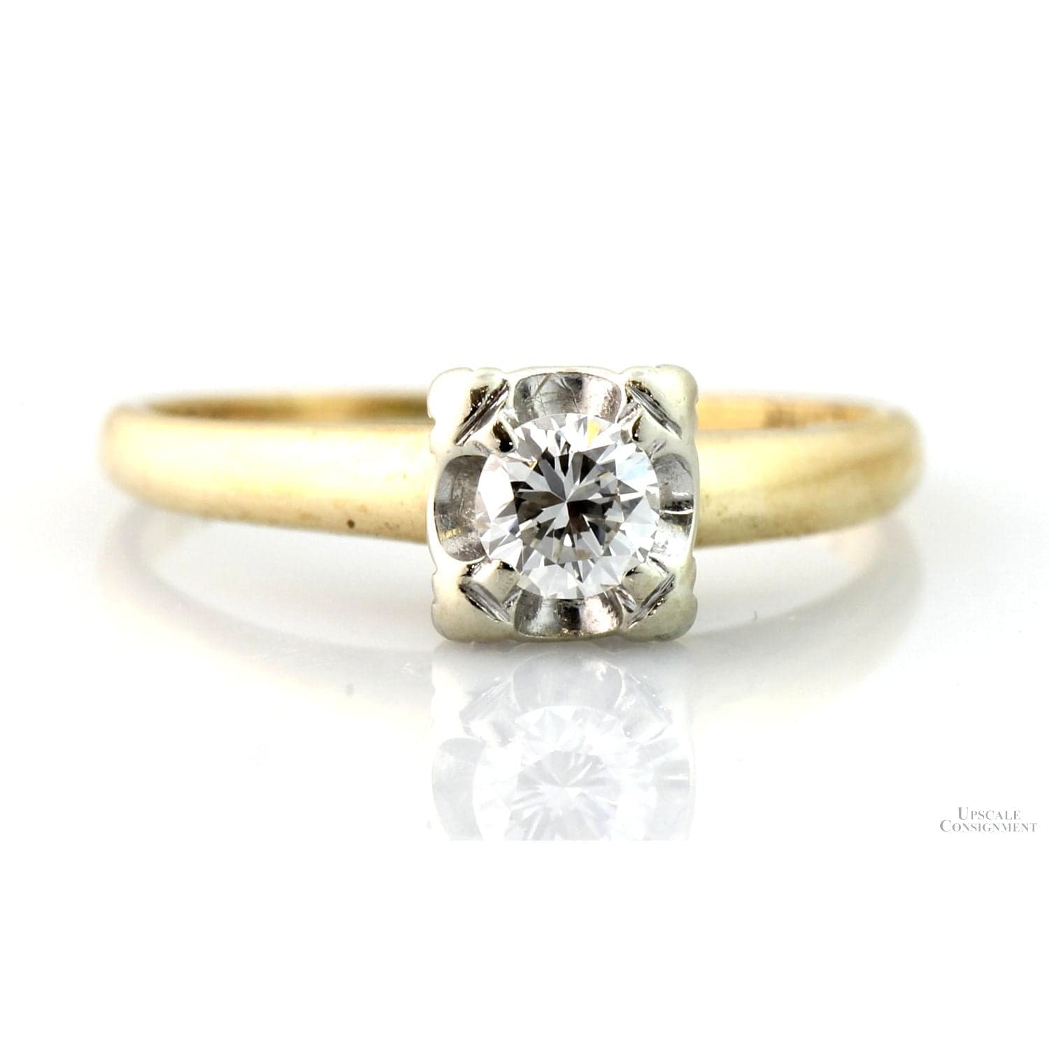 Mid Century Modern .25ctw Diamond 14K Yellow Gold Ring - Size 5.75 - Image 1